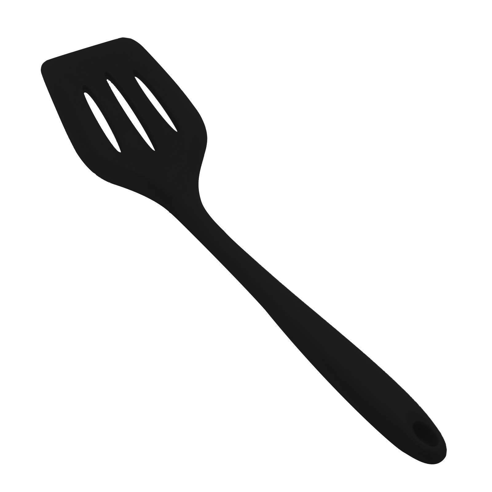 KUFUNG 12-Inch Black Silicone Nonstick Turner - Heat Resistant to 480°F, BPA Free Food Grade Slotted Spatula for Flipping Fish, Eggs, Pancakes & Stir-Fry - Perfect for Wok Cooking & Kitchen Use