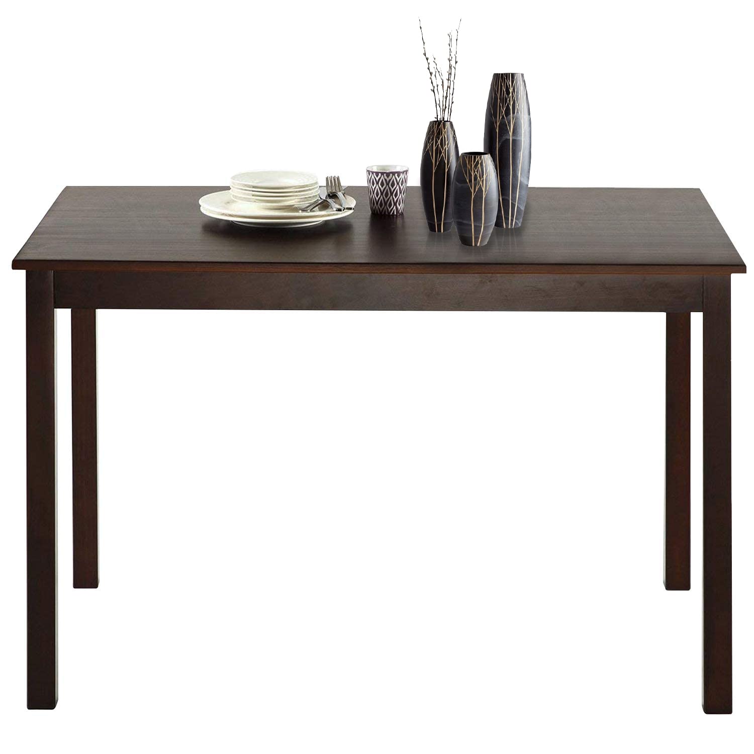 Modern Rectangular Dining Table for 4 - Solid Wood Legs Kitchen & Dining Room Furniture for Apartments, Homes & Offices | Perfect for Family Meals, Dinner Parties & Workspace (Brown)