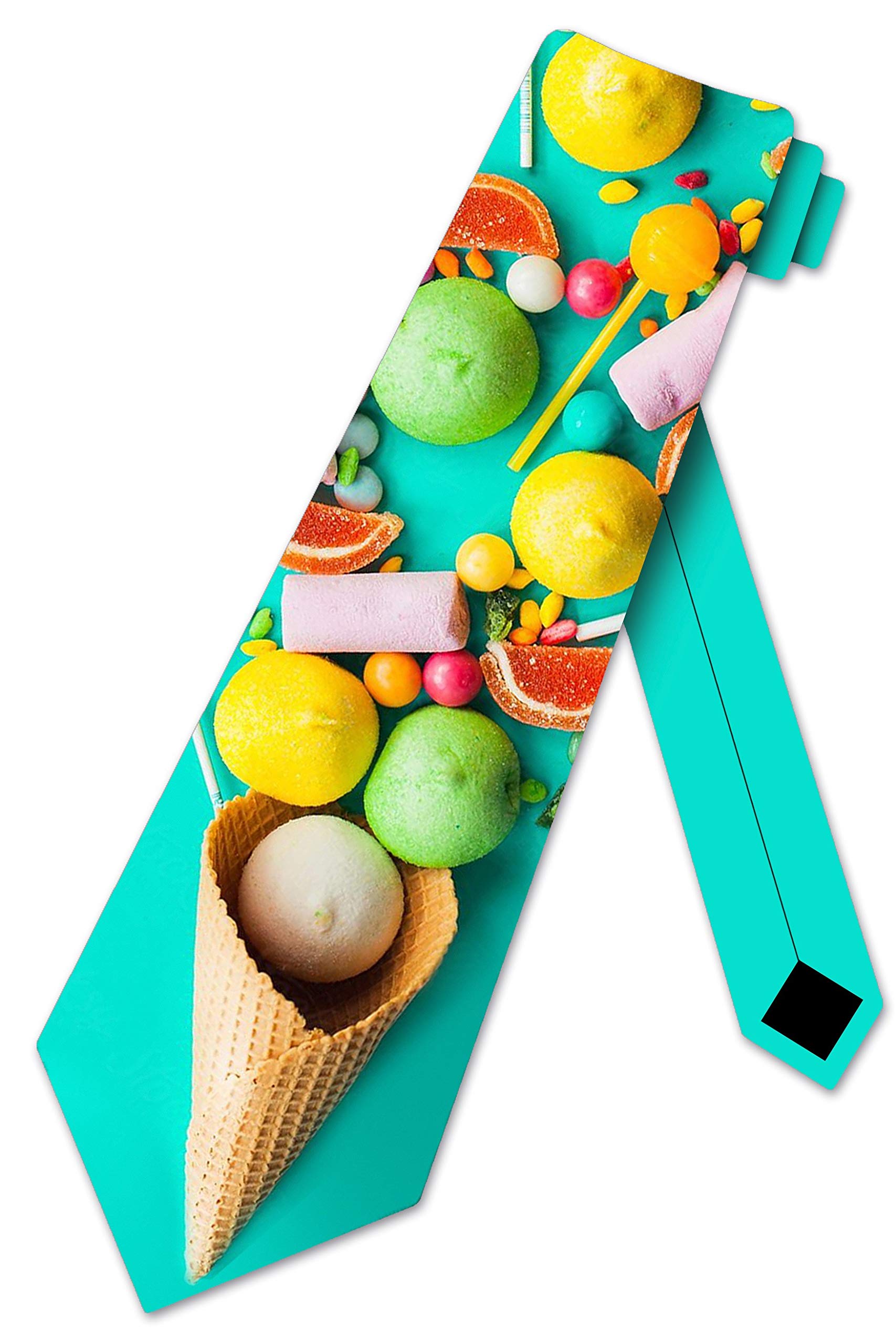 Three Rooker Men's Candy & Dessert Pattern Necktie - Fun Novelty Tie for Birthday Parties, Office Humor & Costume Events