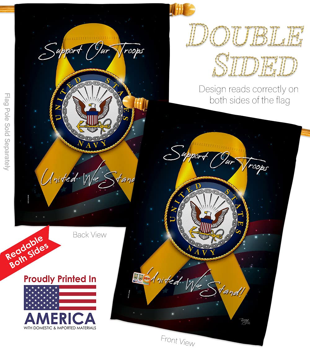 US Navy Garden House Flags Kit - Armed Forces USN Seabee Military Veteran Retiree Double-Sided Yard Banner (28x40 Inch) Made in USA - Perfect for Patriotic Home Decor, Military Appreciation Gifts & Outdoor Display