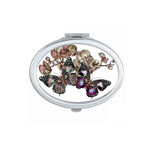 DIYthinker Floral Butterfly Art Deco Hand Mirror - Portable Folding Double-Sided Makeup Mirror with Case, Perfect for Travel, Home Vanity & Gift Giving