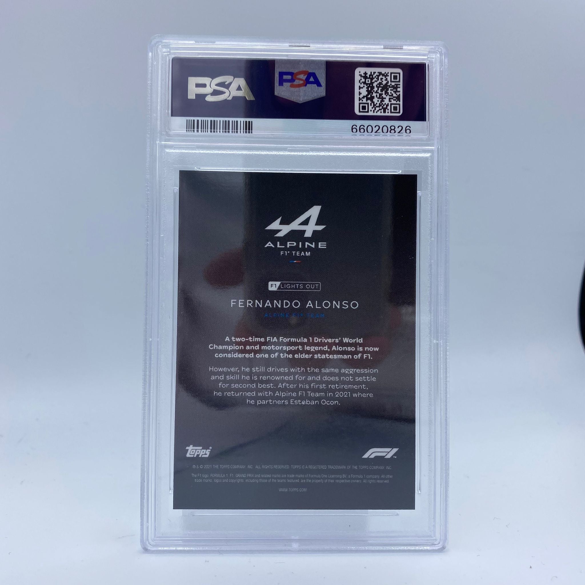 PSA 9 Graded Fernando Alonso 5/5 Drivers Rainbow Foil Trading Card - Perfect for F1 Collectors, Sports Memorabilia Displays & Investment Collections