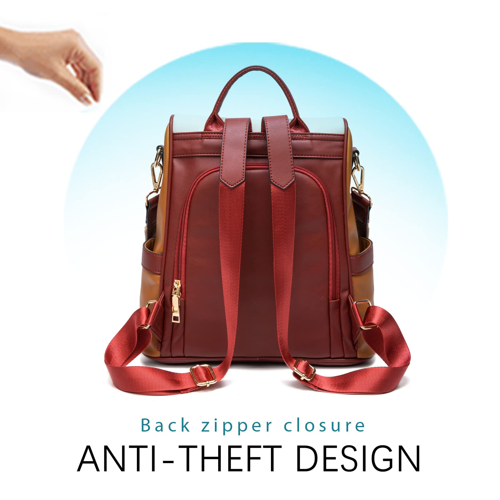 CHERUTY Women's PU Leather Anti-Theft Backpack Purse - Stylish Casual Shoulder Bag & Satchel for Ladies | Perfect for Work, Travel, and Daily Commute