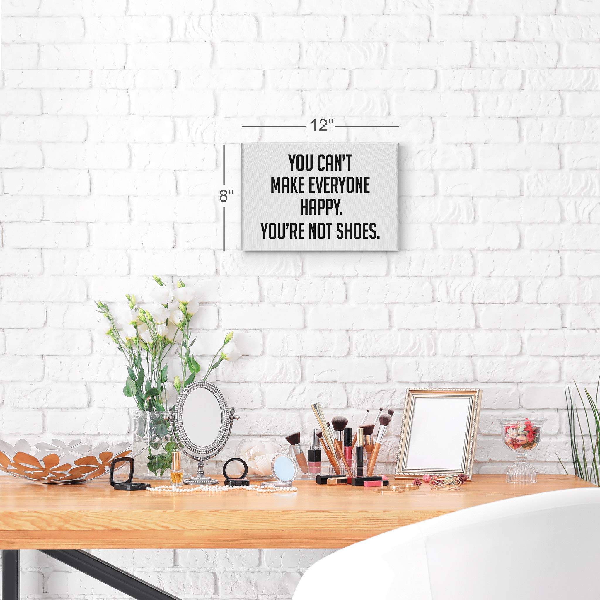 Smile Art Design 'You Can’t Make Everyone Happy You’re Not Shoes' Black and White Quote Canvas Print - Glam Fashion Wall Art for Girls Room, Women's Dorm, Bedroom & Living Room Decor - Ready to Hang 30x40 Inches - Perfect for Inspirational Home & Office Spaces