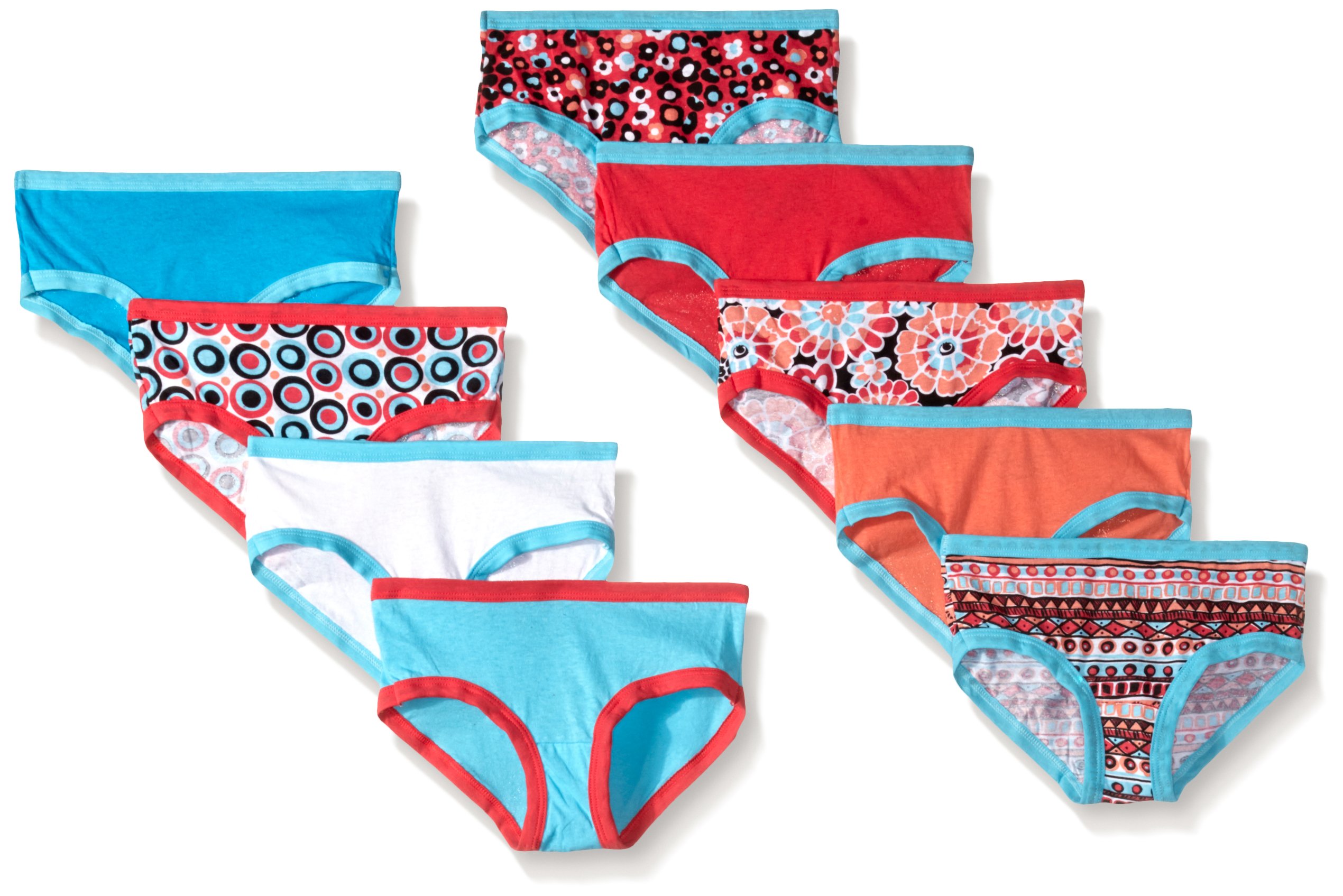 Fruit of the Loom Girls' Cotton Hipster Underwear 9-Pack - Soft Breathable Panties for Kids & Teens - Perfect for School, Sports & Everyday Comfort