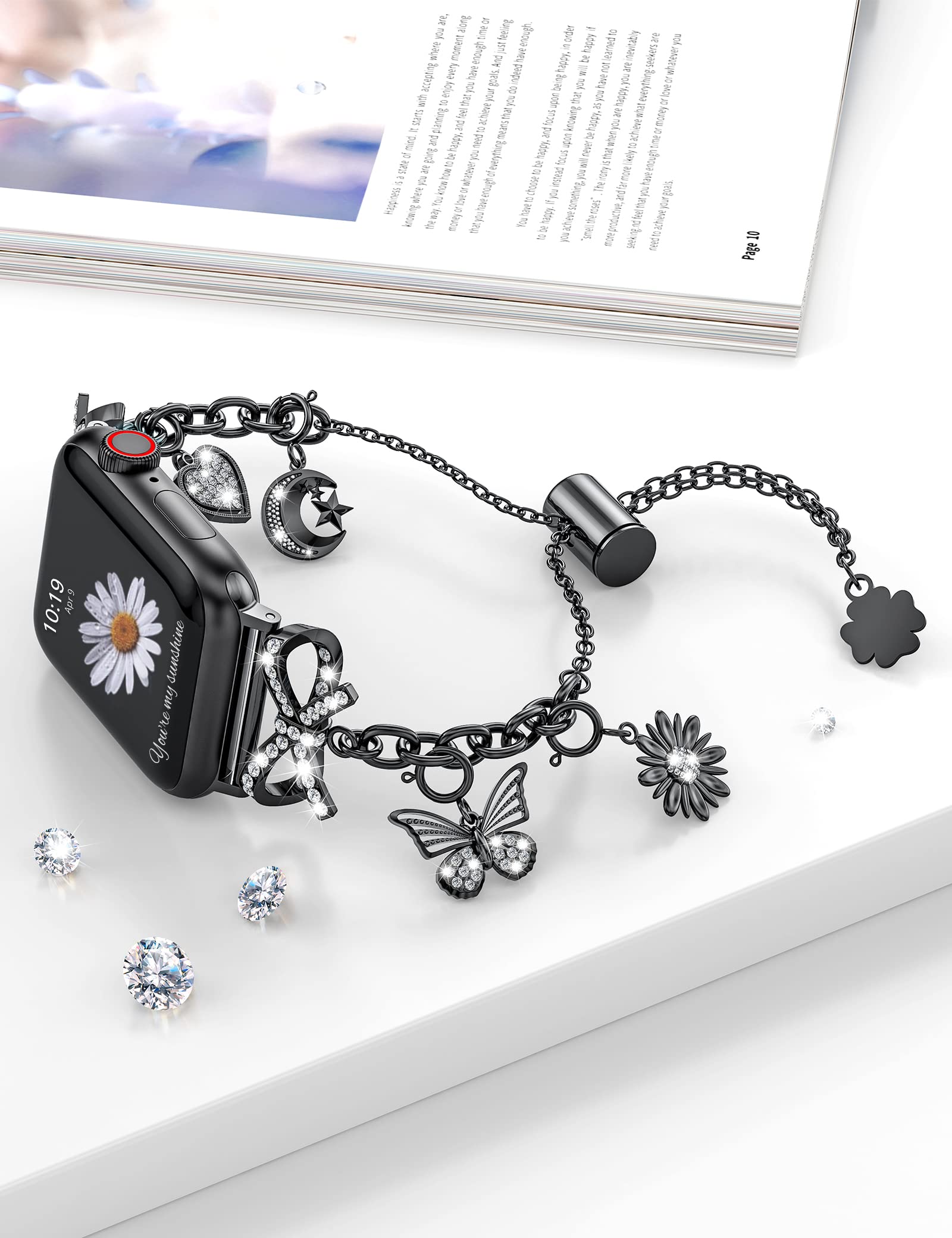 Elegant Stainless Steel Diamond Bling Bracelet for Apple Watch 41/40/38/44/45/46/49/42mm - Compatible with iWatch Series 10/9/8/7/6/5/4/3/Ultra/SE - Women's Fashion Jewelry Accessory for Work, Party & Special Occasions