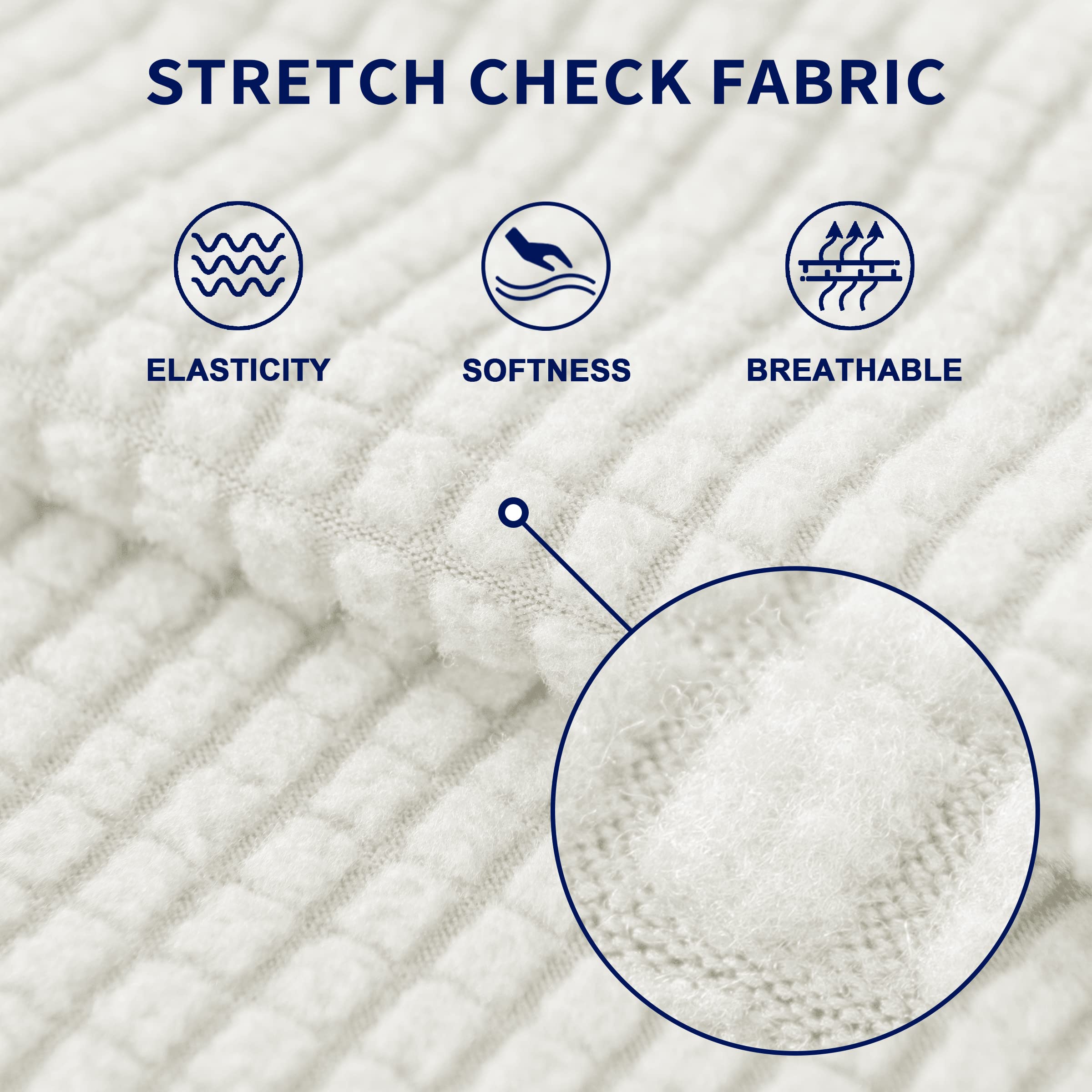 SUBRTEX Stretch Sofa Slipcover - Washable 3-Seater Couch Cover for Living Room (Off-White, Large) | Fits 3-Cushion Sofas | Perfect for Pet Owners & Family Gatherings