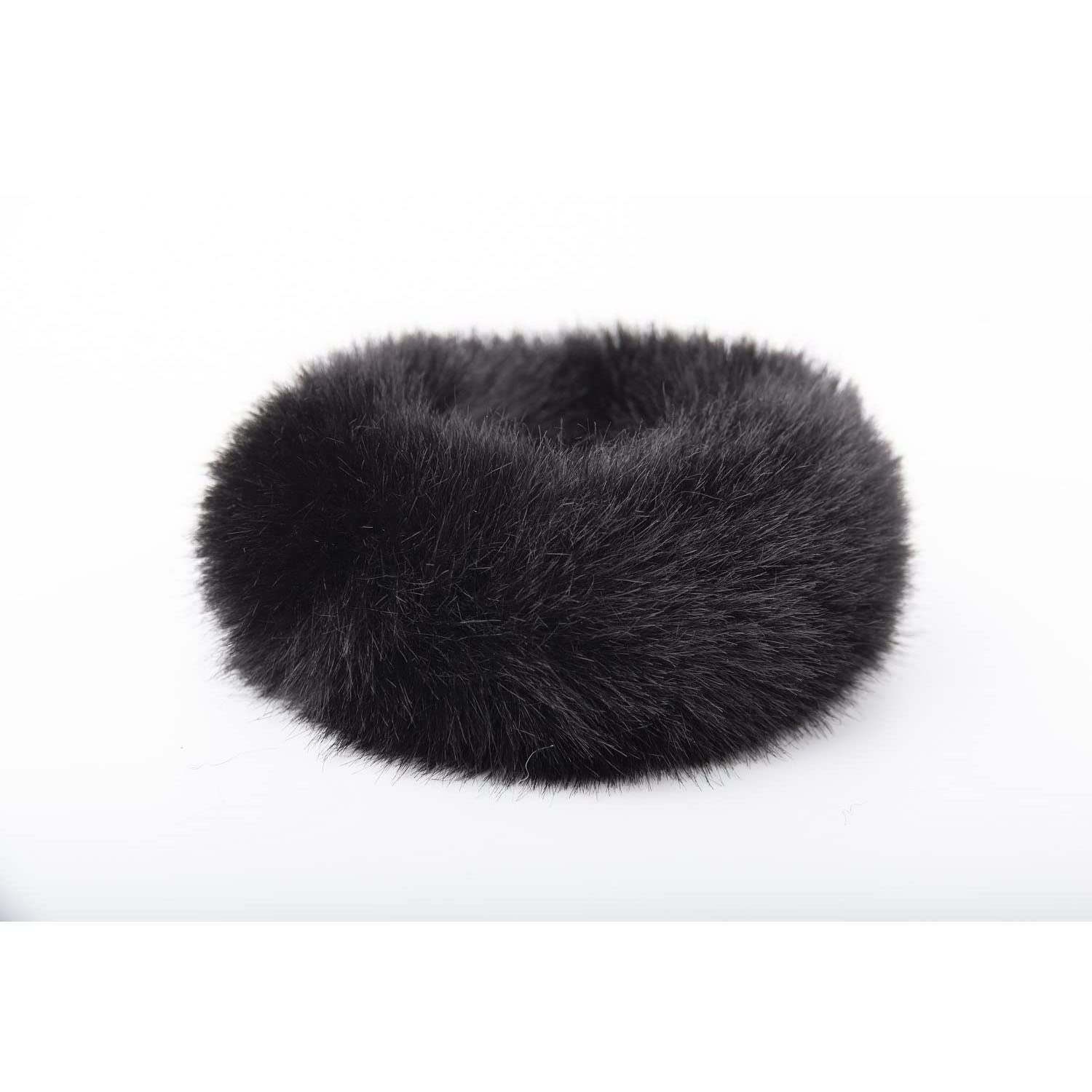 Kidzoo 2-Pack Super Soft Faux Fur Rabbit Hair Scrunchies - Elastic Ponytail Holders & Wristbands for Women & Girls (Black) | Perfect for School, Workout, and Fashion Accessories