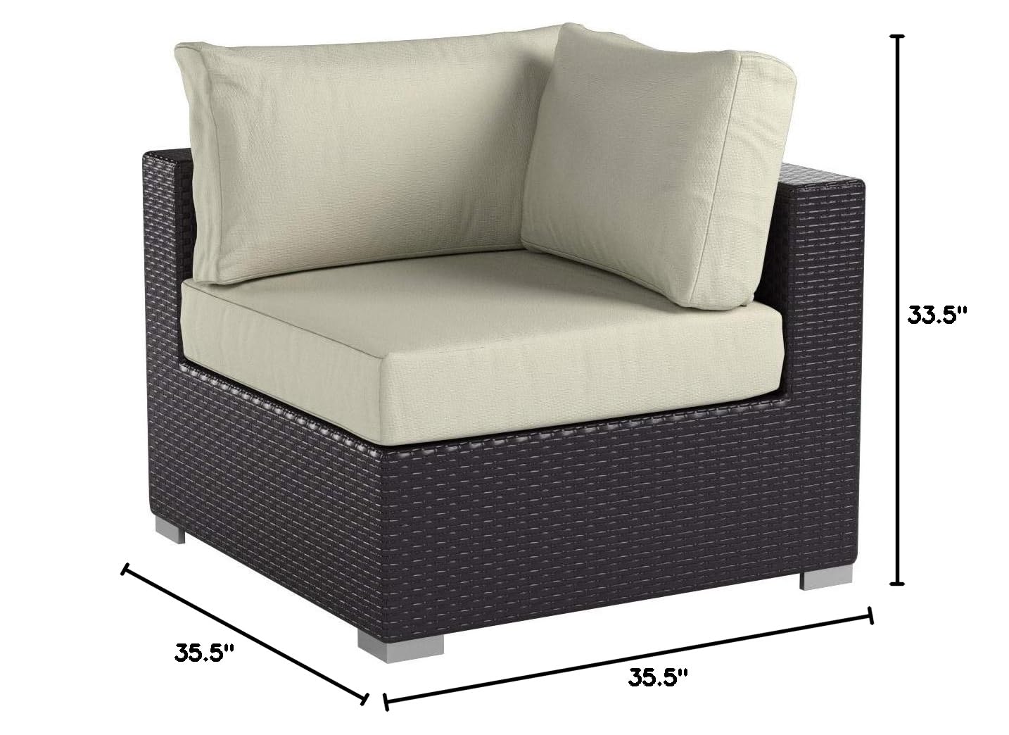 Modway Convene Wicker Rattan Outdoor Patio Sectional Sofa - Espresso Beige Corner Seat for Backyard, Garden & Poolside Relaxation