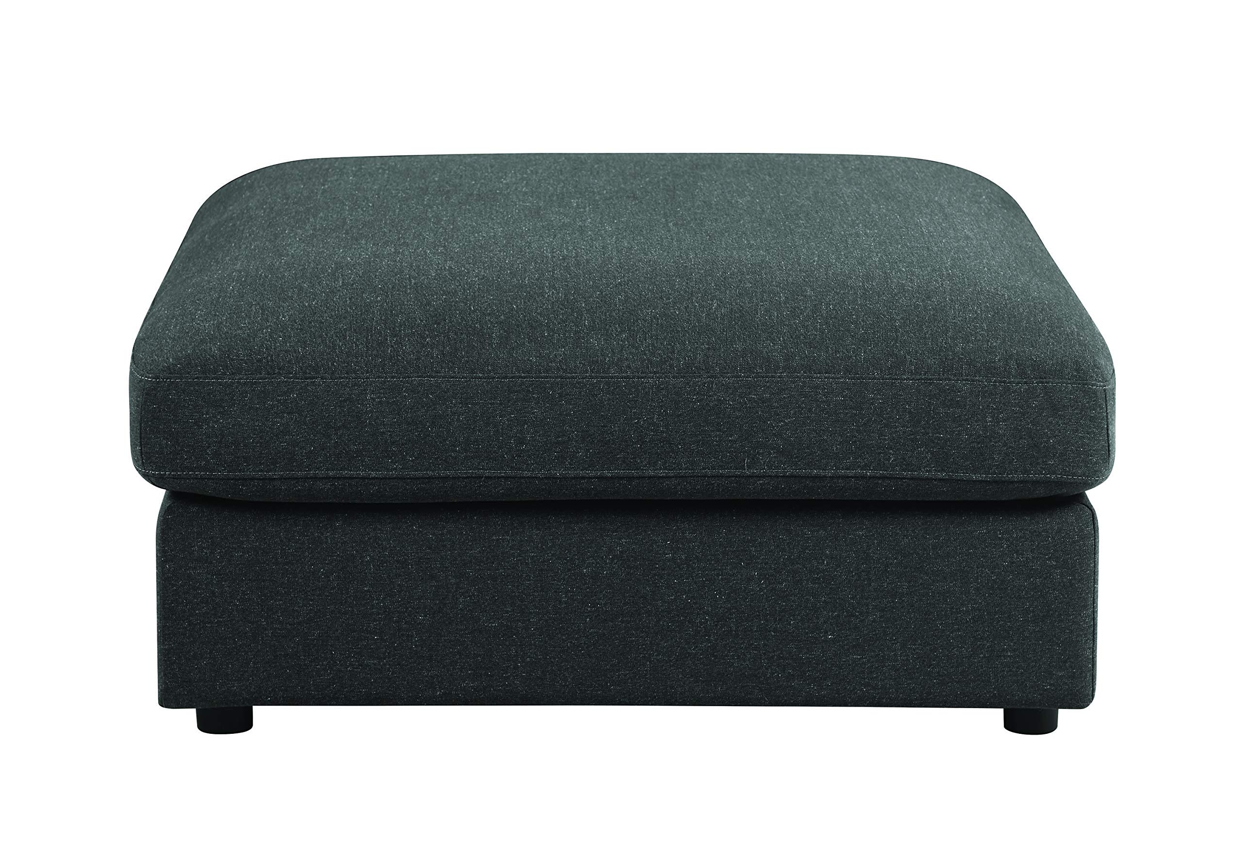 Dark Gray Fabric Upholstered Wooden Storage Ottoman with Removable Cushion - Sturdy Wooden Legs for Living Room, Bedroom & Home Decor