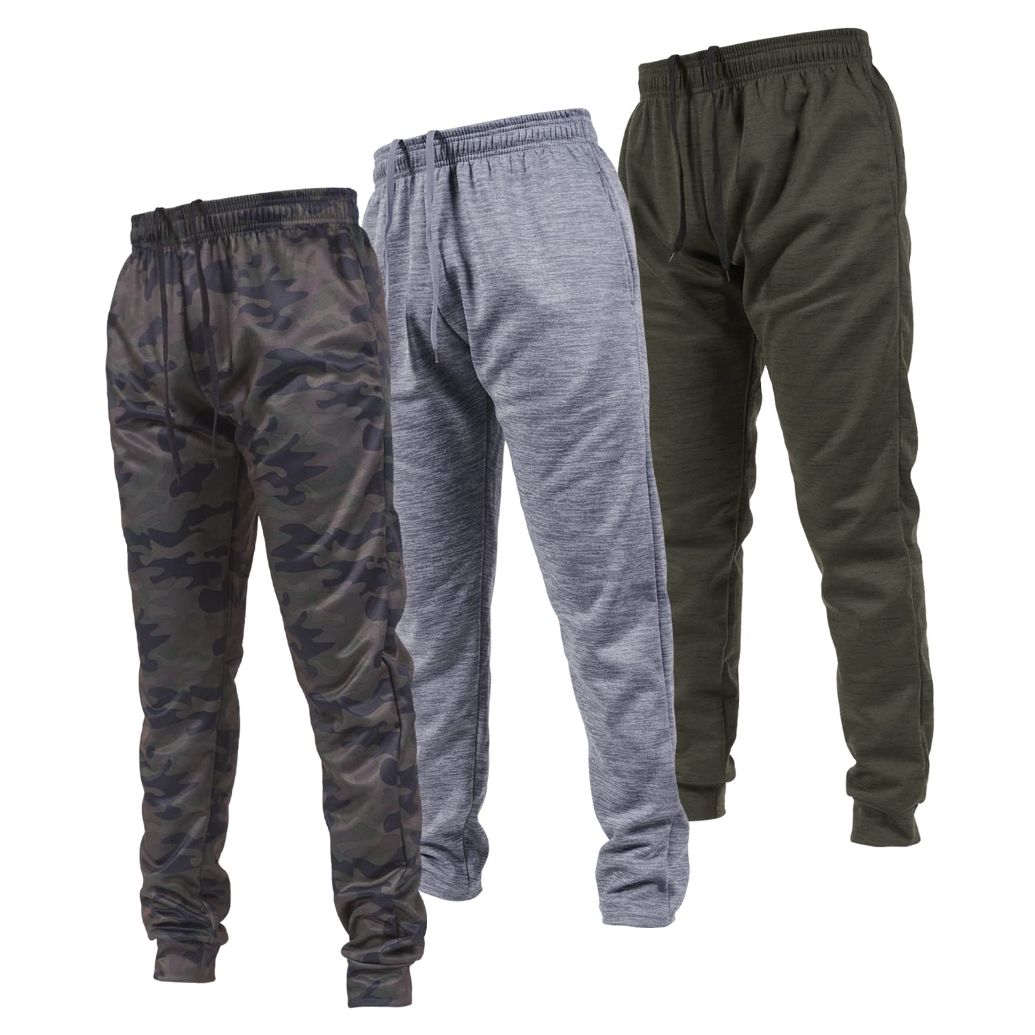 Men's Joggers 3-Pack - Athletic Sweatpants with Pockets (S-3X) for Gym & Lounge