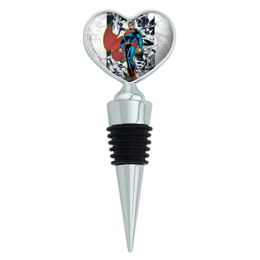 Superman Glowing Aura Heart Love Wine Bottle Stopper - Decorative Wine Cork for Romantic Dinners, Gifts & Home Bar Accessories