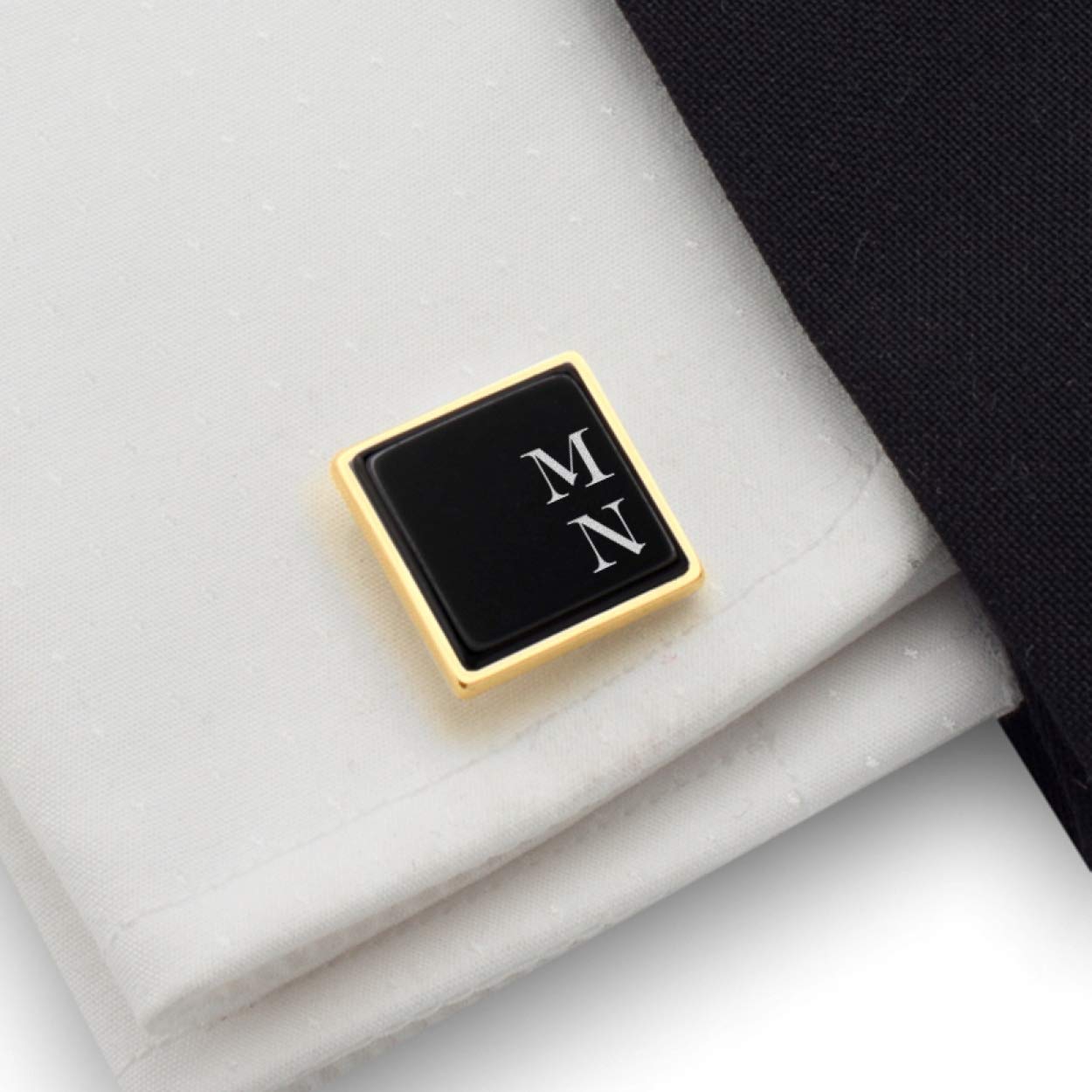 Custom Gold Engraved Initial Cufflinks for Men - Wedding & Anniversary Gifts