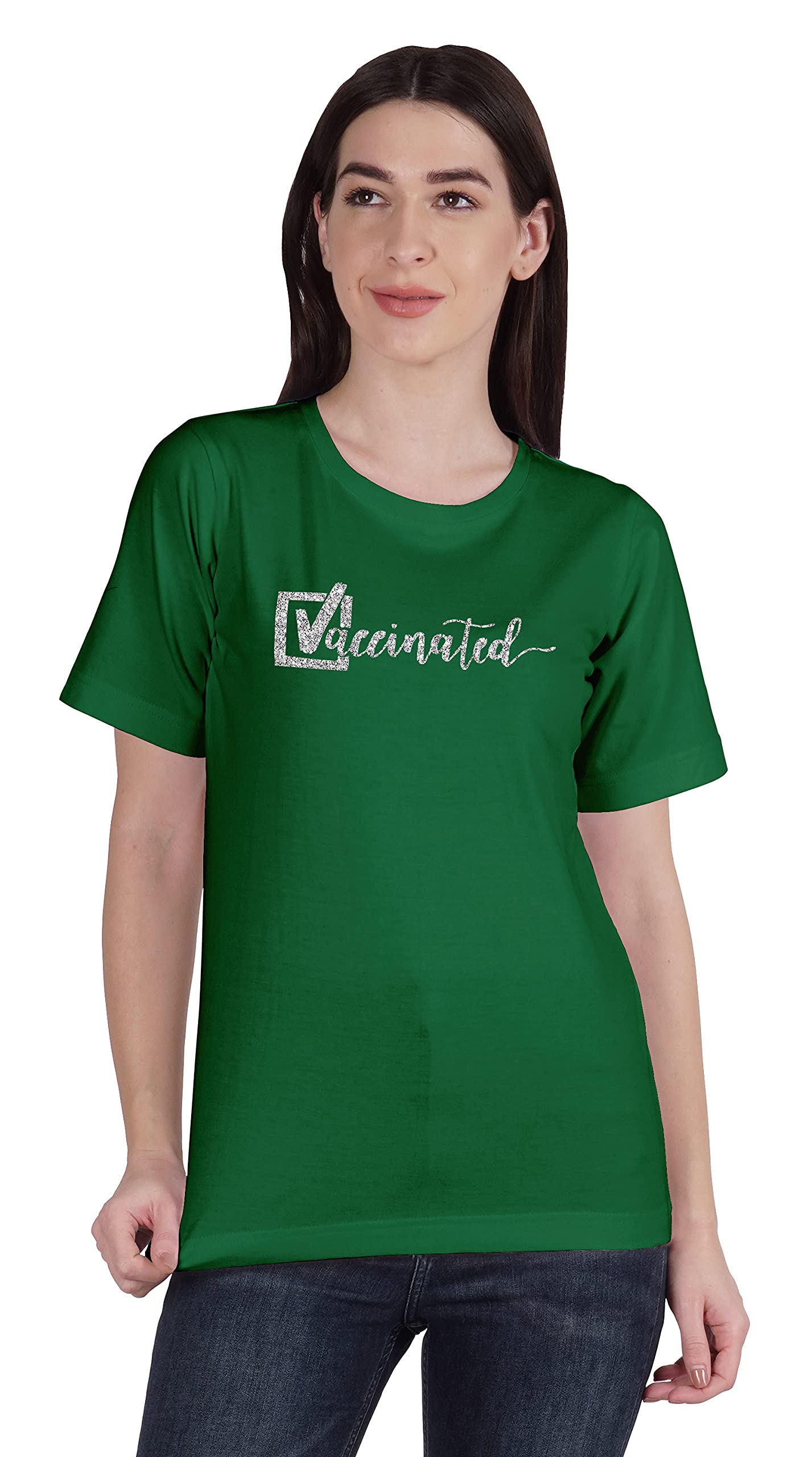 Vaccinated Pro Vaccine Crew Neck Cotton T-Shirt for Women - Soft & Comfortable Tee for Everyday Wear, Casual Outfits & Pro-Science Advocacy