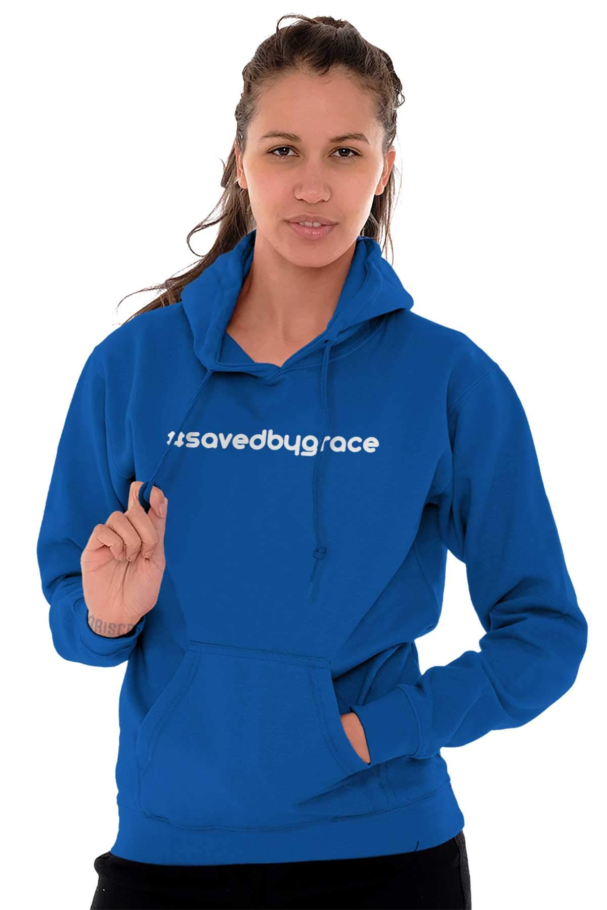 Saved By Grace Christian Hoodie for Women - Classic Teaze Hashtag Pullover Sweatshirt | Faith-Based Apparel for Church, Bible Study & Everyday Wear