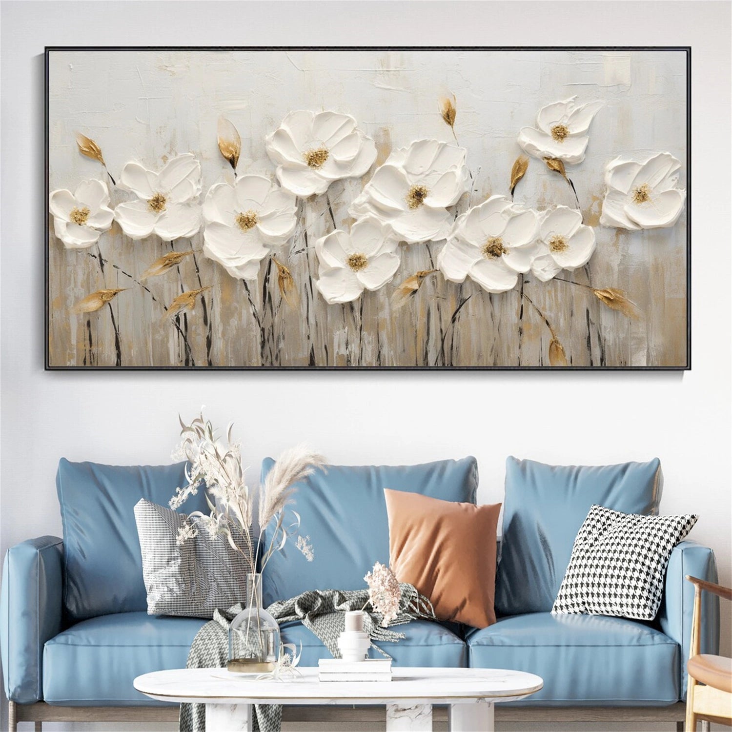 Flower and Tree Painting #FT109 - Handmade Canvas Wall Art for Home & Office Decor - Perfect for Living Room, Bedroom, or Gift
