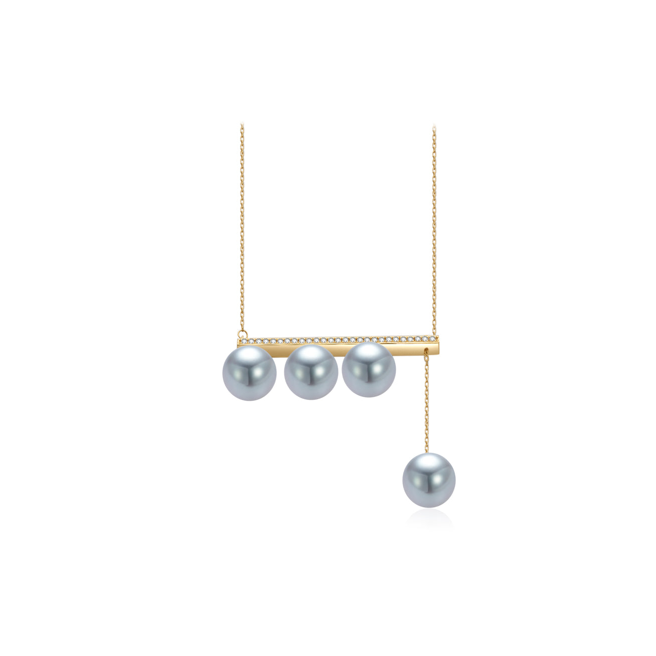 18K Solid Gold Blue Akoya Pearl Necklace for Women - Elegant Silver Chain Jewelry Gift for Wedding, Anniversary & Special Occasions