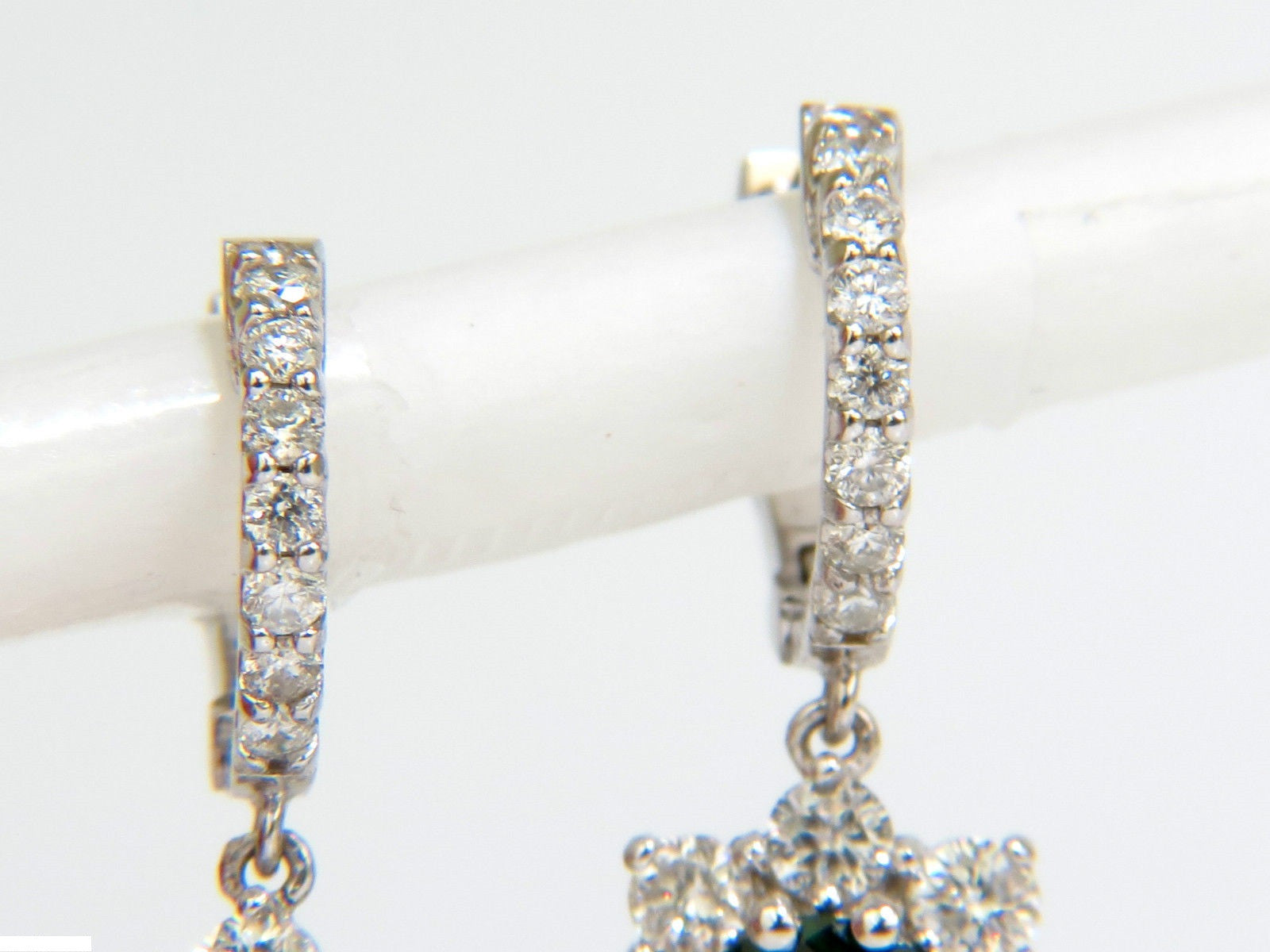 2.88CT Natural Fine Gem Tsavorite Diamond Dangle Hoop Earrings in 14K Gold (G/VS) - Elegant Jewelry for Parties, Weddings & Special Occasions