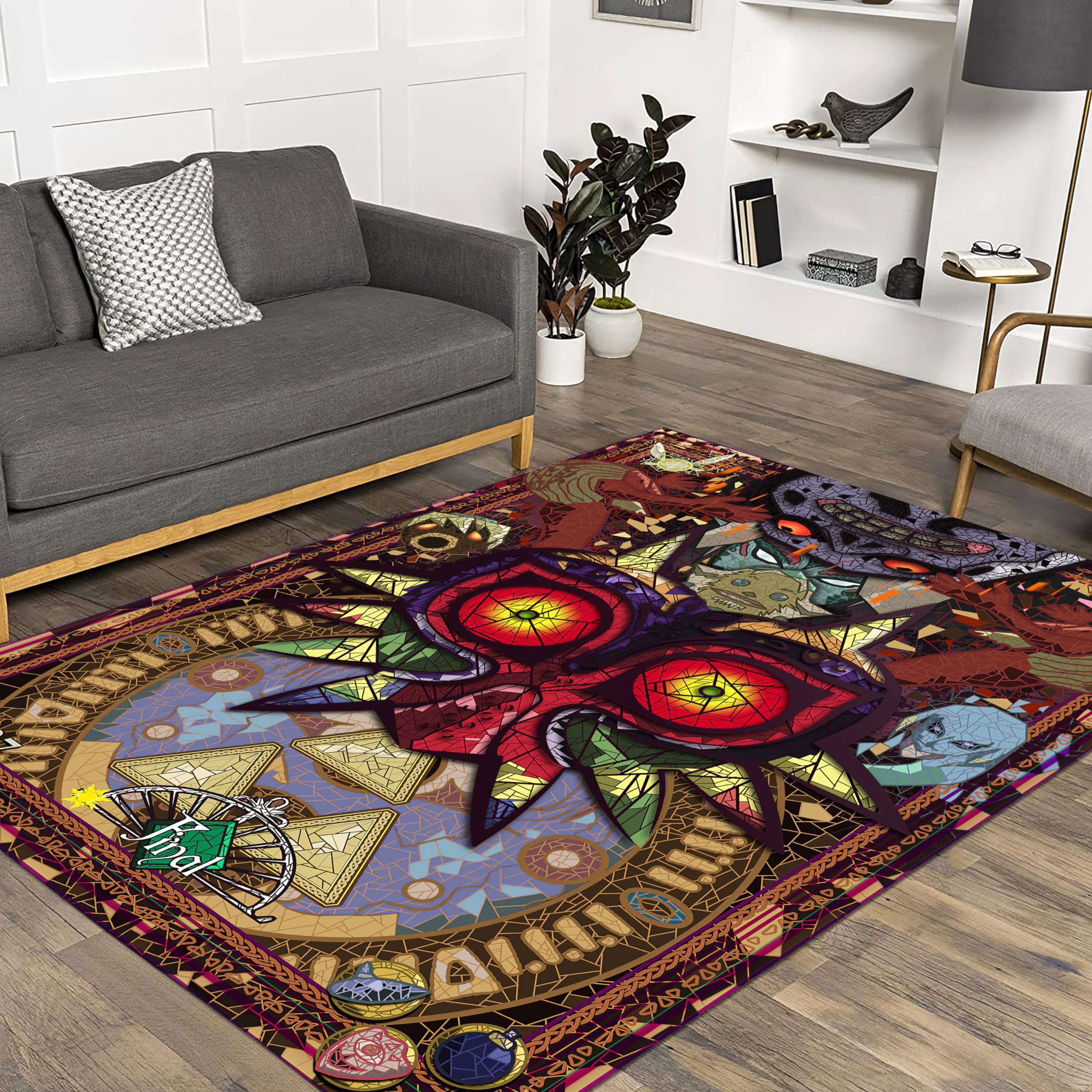 SHOUSE Legend of Zelda Gaming Rug 8x10 Feet - Washable Area Carpet for Game Room, Bedroom & Living Room - Home Decor for Gaming Enthusiasts & Kids (96x72 inches) - Perfect for Nintendo Themed Rooms & Geek Culture Home Design
