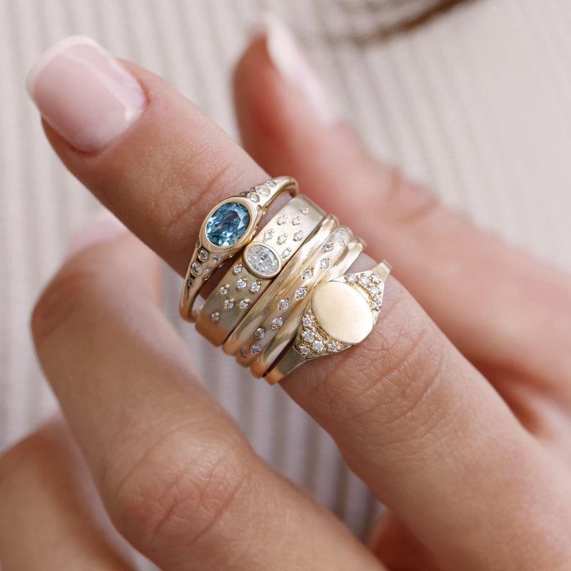 Stacked Starry Diamond Band Ring for Women - 14K Gold Plated Stackable Rings Set - Perfect for Anniversary, Wedding, and Everyday Elegance