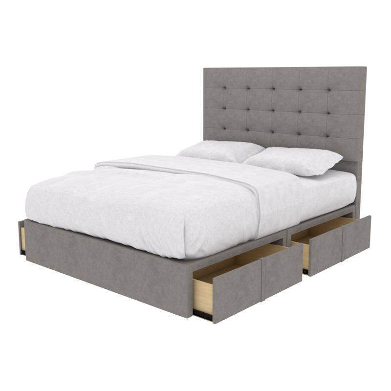 Edith Fabric Drawer Bed Frame with Storage - Queen Size Platform Bed with Underbed Storage Drawers for Small Spaces | Perfect for Apartments, Dorms & Guest Rooms