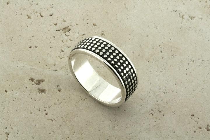 Sterling Silver Grid Swivel Ring - Elegant Adjustable Jewelry for Women, Perfect for Everyday Wear & Special Occasions