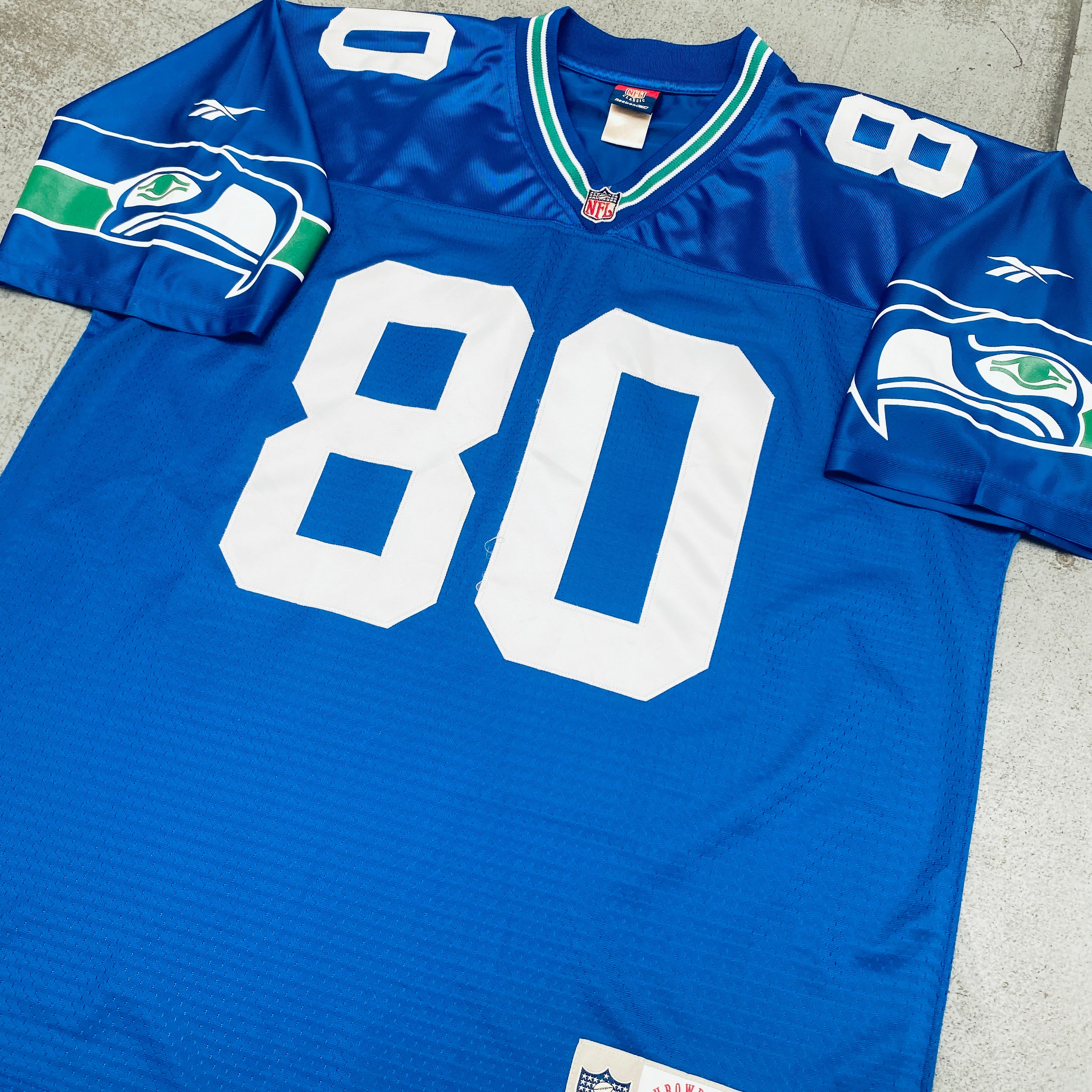Official Seattle Seahawks Steve Largent 1985 Throwback Jersey - Stitched NFL Football Jersey for Men (Size Large) - Perfect for Game Day, Tailgating & Seahawks Fan Collections