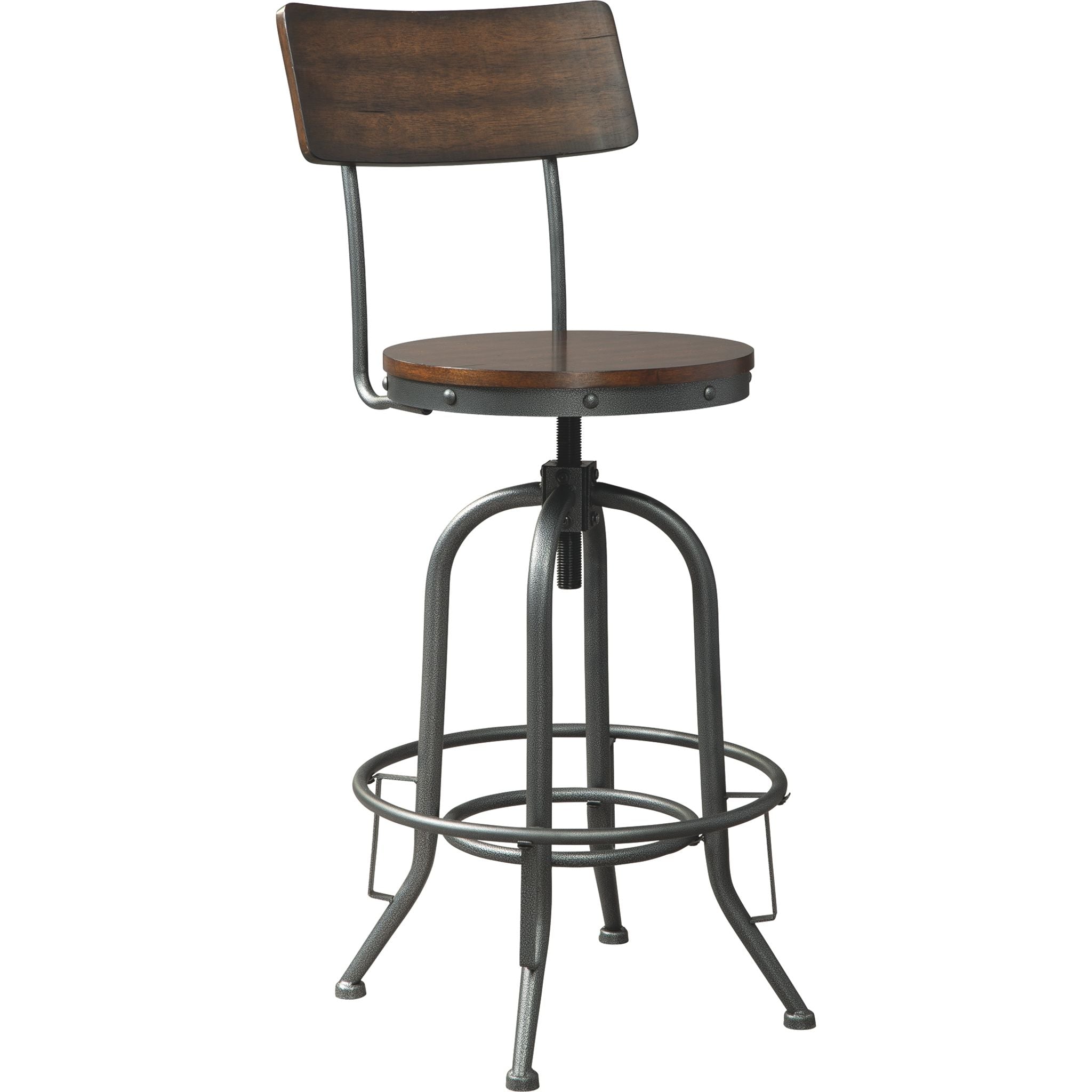 Bassello Bar Stool - Brown Wooden Counter Height Stool with Backrest (D284 230) - Perfect for Kitchen Islands, Breakfast Bars & Home Bars