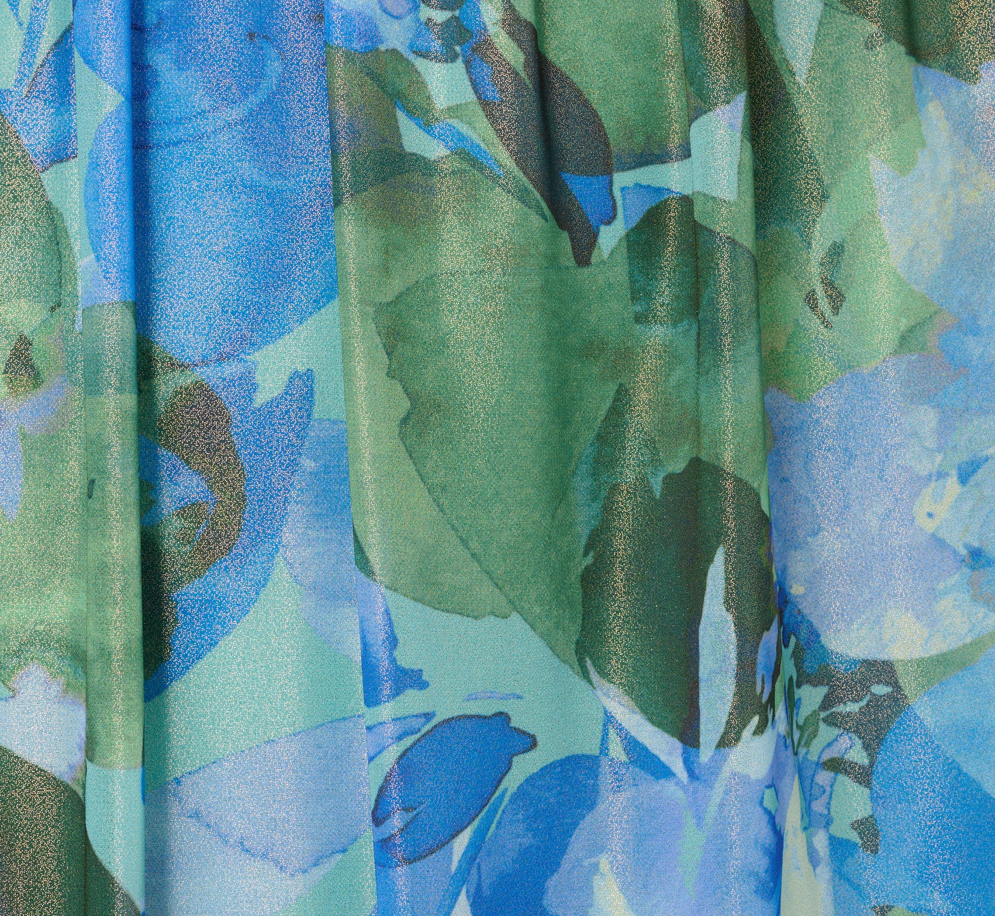 Stylish Printed Front Twist Gown in Green & Blue Multi-Colored Floral Design - Perfect for Summer Parties, Beach Vacations & Special Occasions