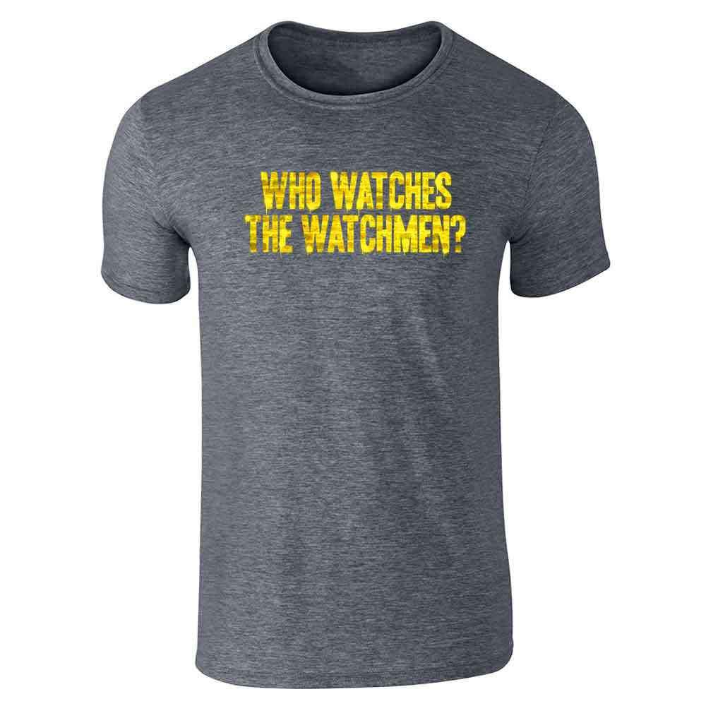 Pop Threads Who Watches The Watchmen? Vintage Graffiti Graphic T-Shirt for Men - Cool Retro Streetwear for Casual Outfits & Comic Book Fan Fashion