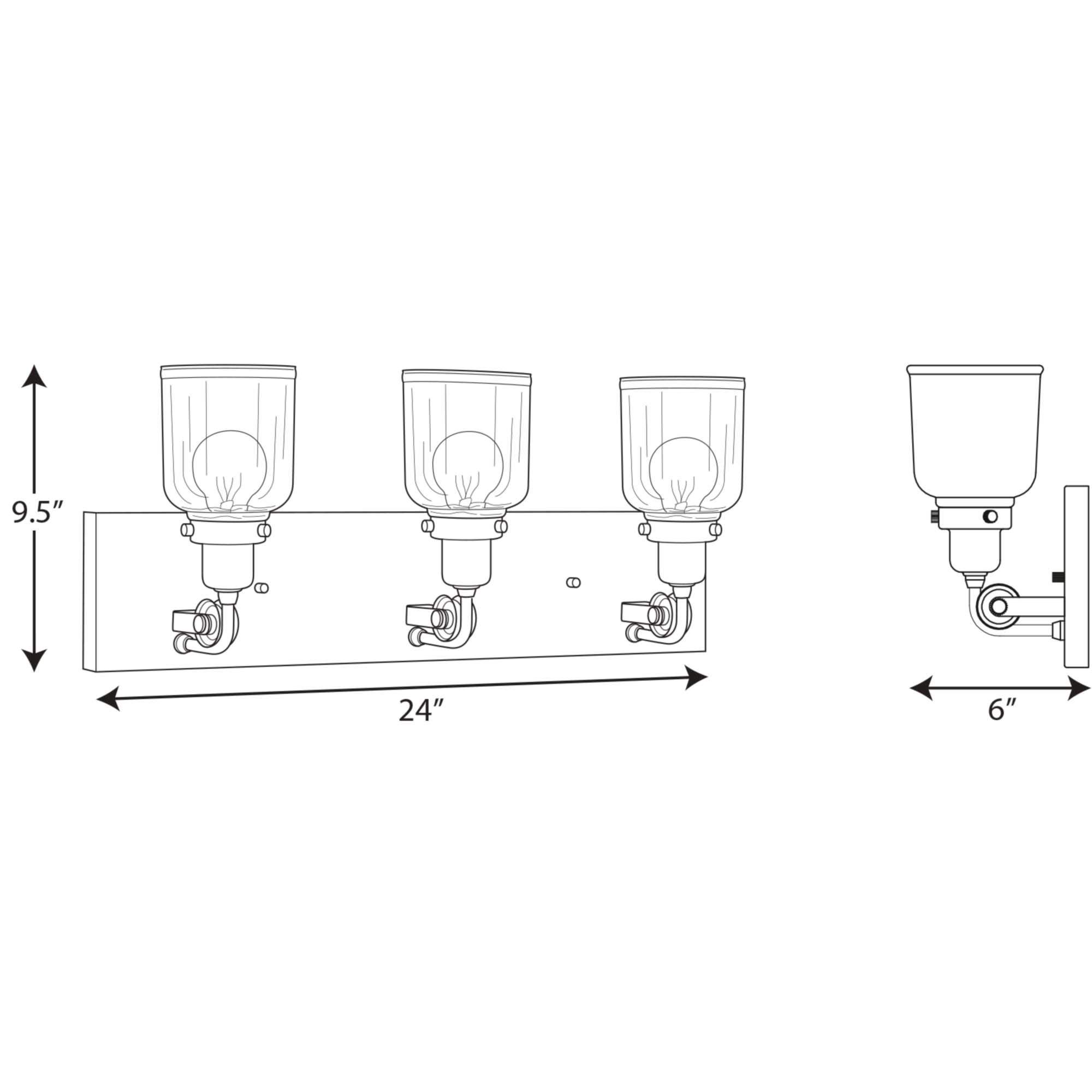 Progress Lighting Rushton Collection 3-Light Clear Glass Farmhouse Bathroom Vanity Light in Graphite - Perfect for Rustic Bathroom Decor and Modern Farmhouse Style Homes