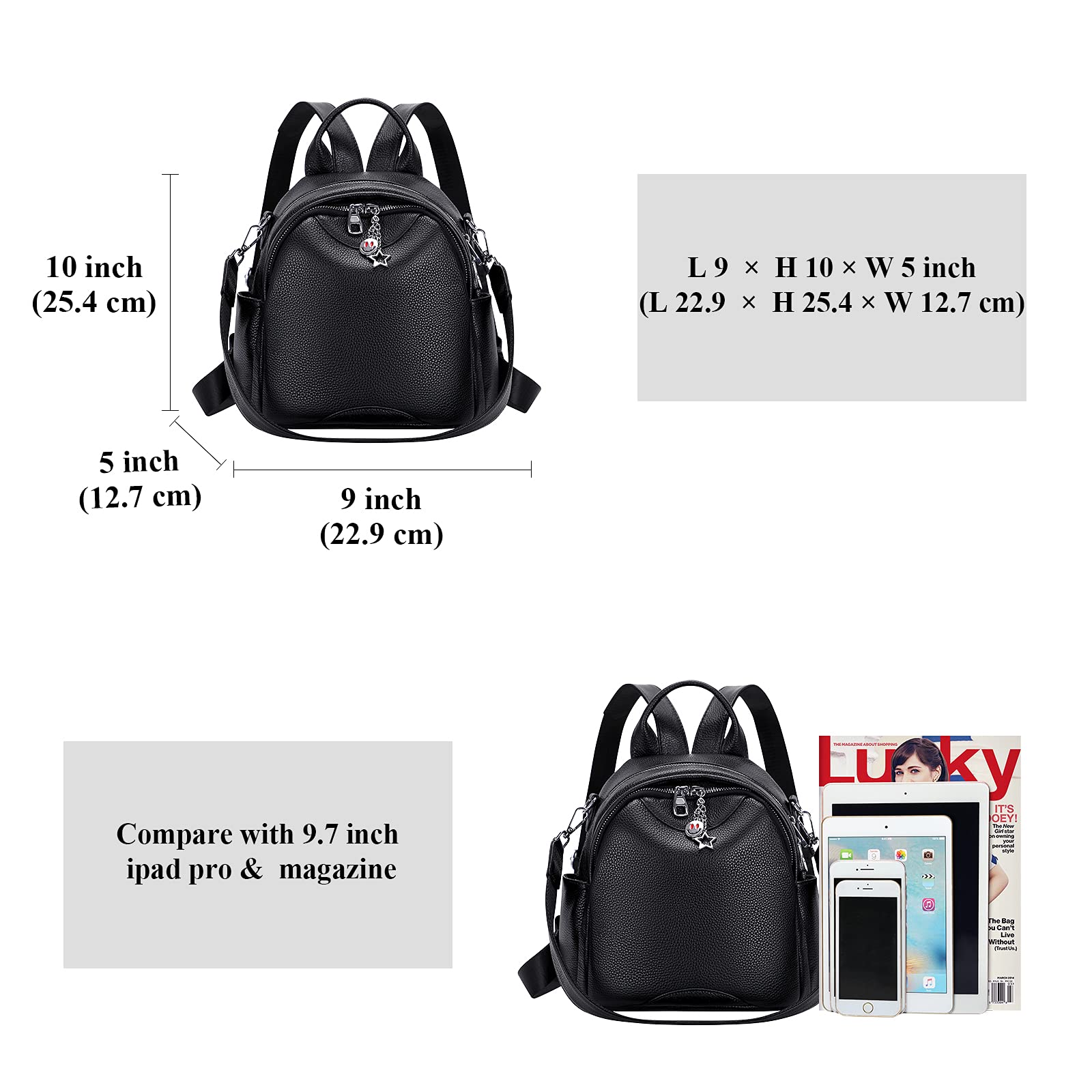 ALTOSY Soft Genuine Leather Backpack for Women - Small Convertible Backpack Purse Shoulder Bag - Stylish & Durable Ladies Handbag for Work, Travel & Everyday Use
