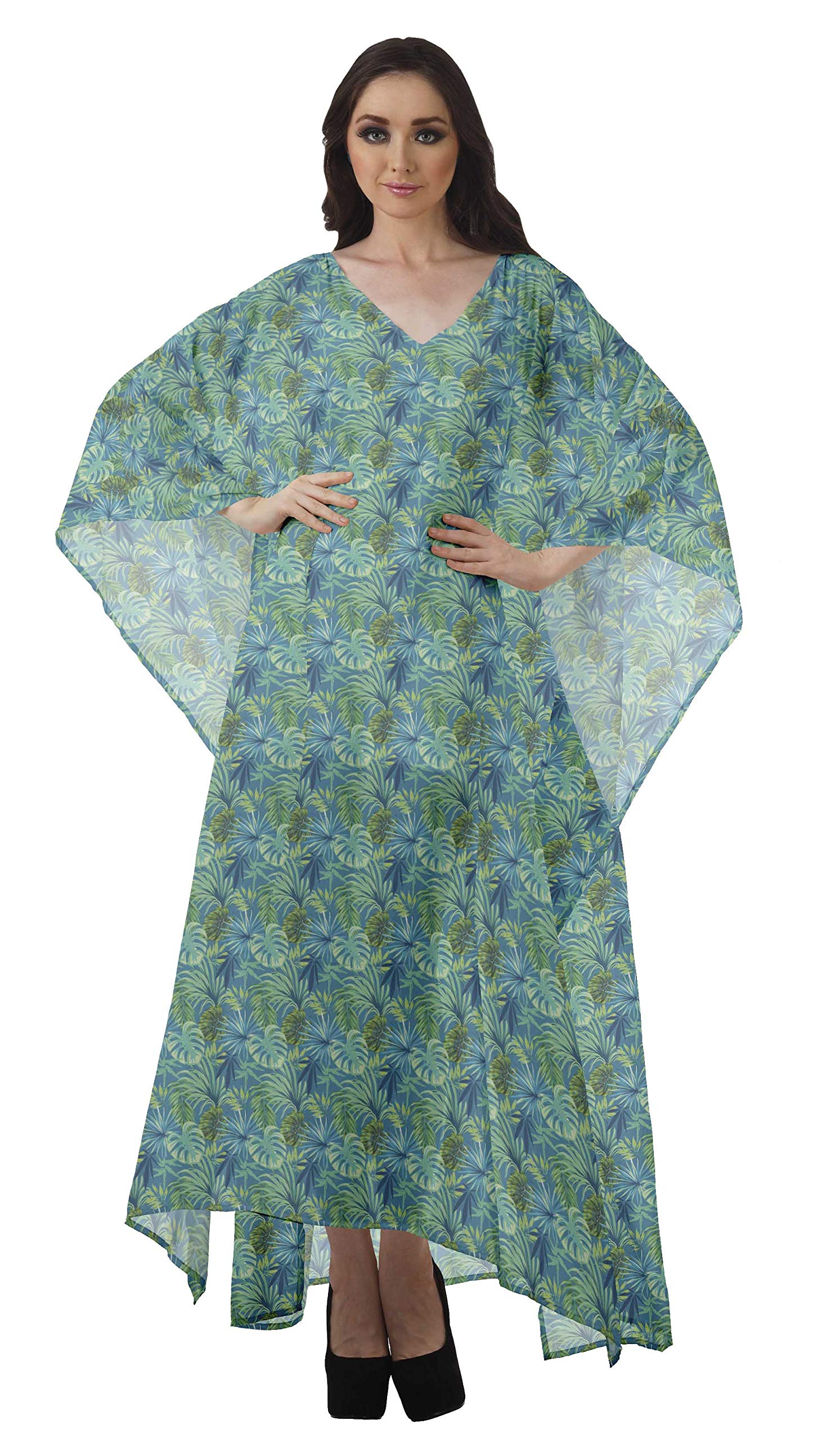 Moomaya Women's Sheer Turkish Kaftan Beach Cover Up Dress - Lightweight Swimsuit Cover Up for Pool, Beach & Vacation Wear