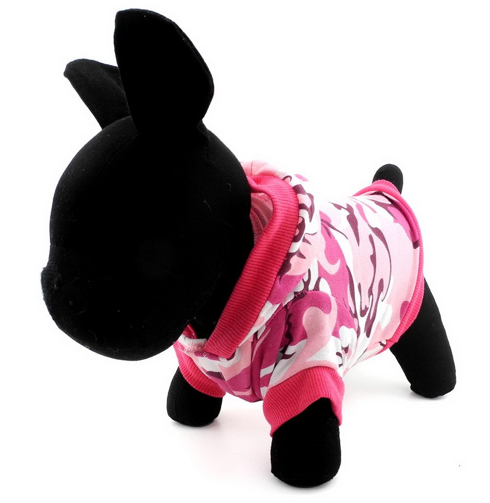 Zunea Camo Pattern Pink Hoodie Jumper for Small Female Dogs - Summer Pet Clothes, Comfortable & Stylish Dog Apparel for Outdoor Walks, Park Visits, and Photo Shoots