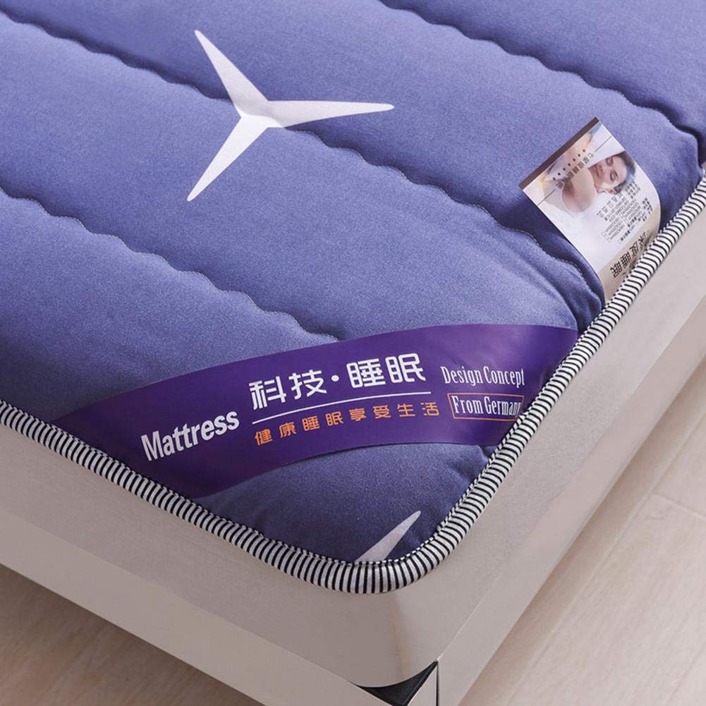 Foldable Non-Slip Mattress - Breathable Tatami Bed Mat, Thick & Soft King Size Futon with Skin-Friendly Design (Blue) - Perfect for Guest Beds, Dorm Rooms, Floor Sleeping & Camping