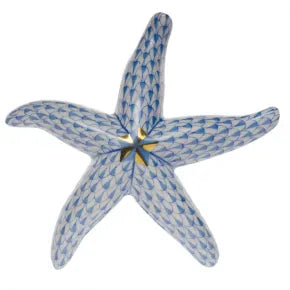 Herend Blue Medium Starfish Hand-Painted Porcelain Figurine – Collectible Home Decor for Beach & Coastal Theme