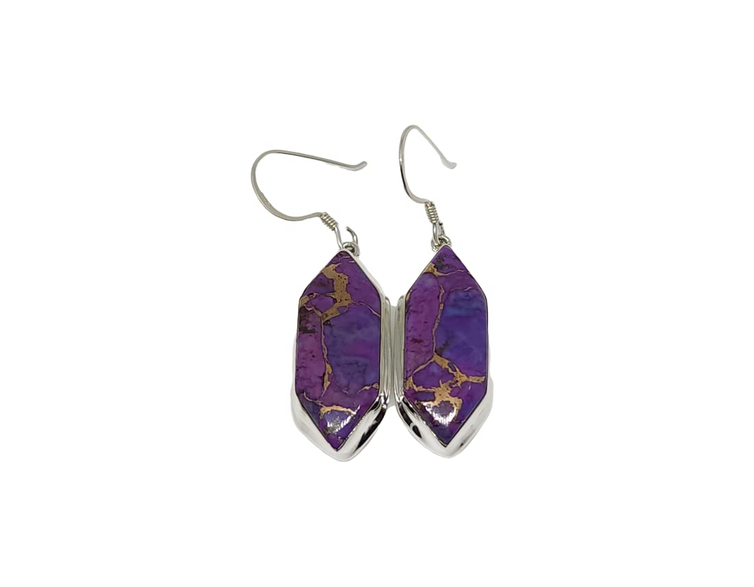 Purple Turquoise Silver Earrings for Women - Elegant Drop Dangles for Gifts & Parties