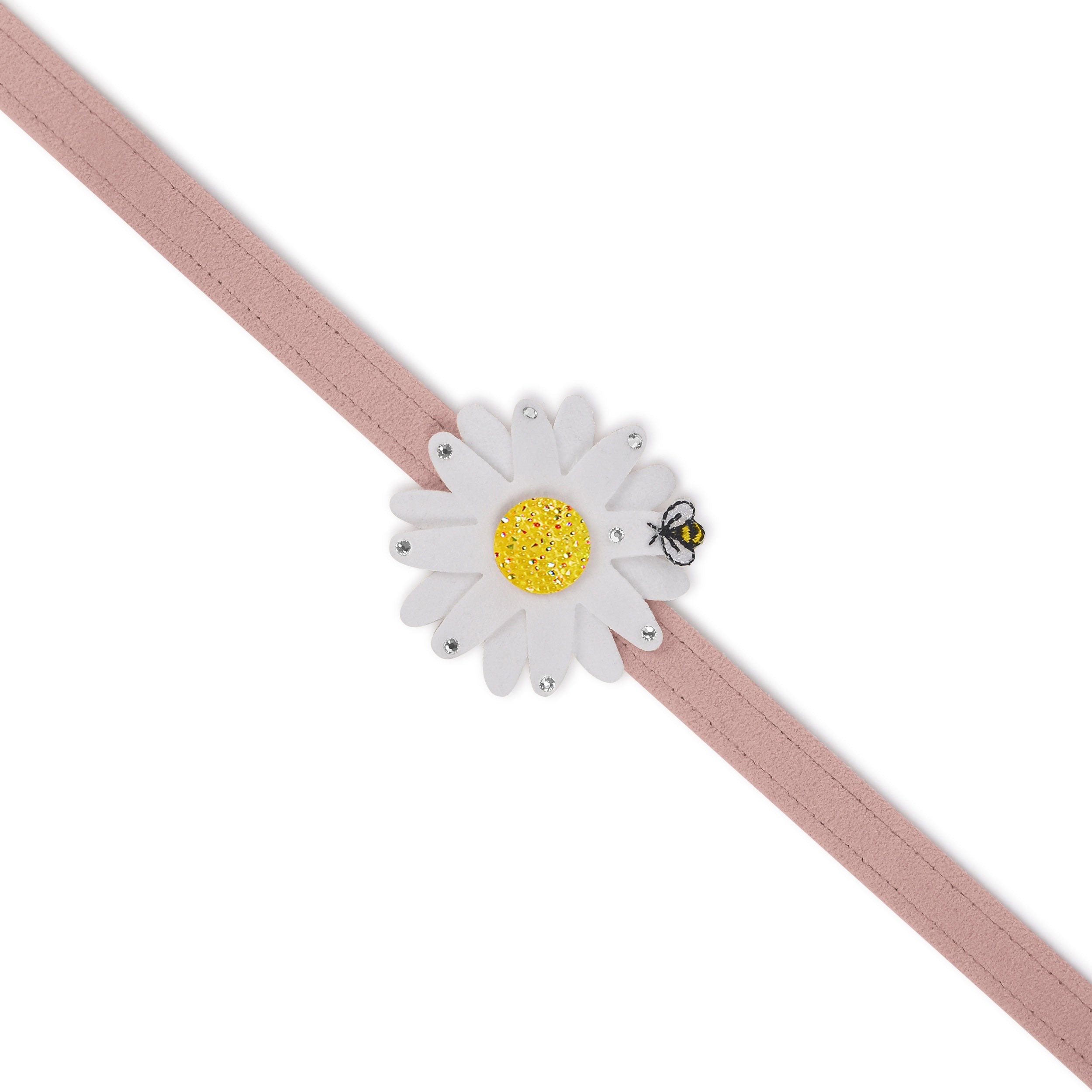 Sparkling Large Daisy Dog Leash with AB Crystal Stellar Center - Fashionable Pet Accessory for Small & Medium Dogs, Perfect for Walks, Training & Outdoor Adventures