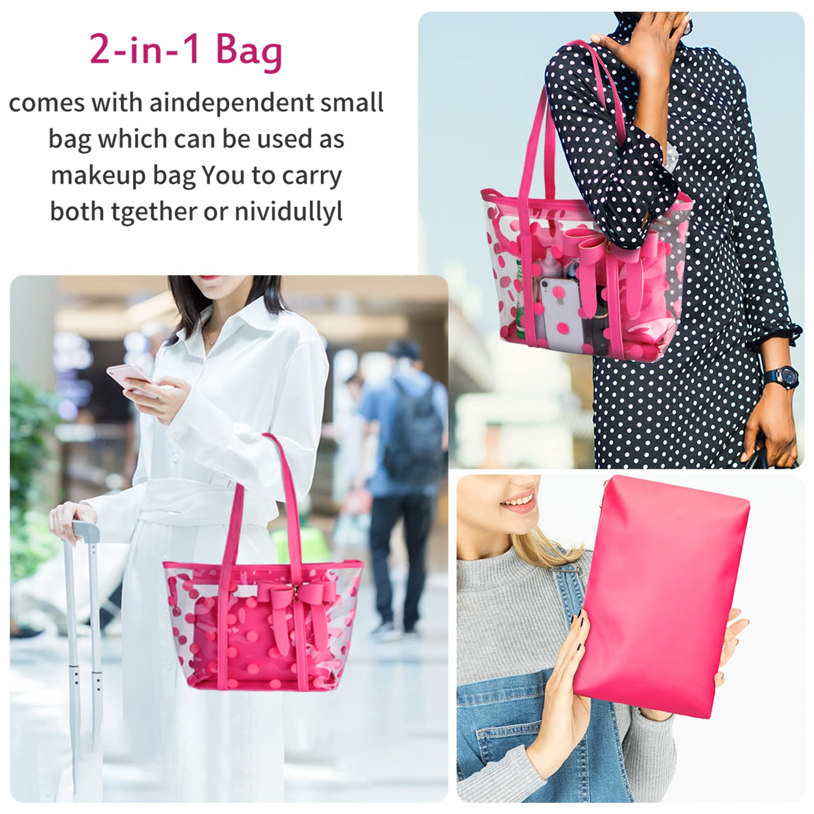 Waterproof PVC Clear Tote Bag for Women - Lightweight Shoulder Handbag, Beach Bag, Shopping & Work Tote - Perfect for Pool, Gym, Travel & Daily Use