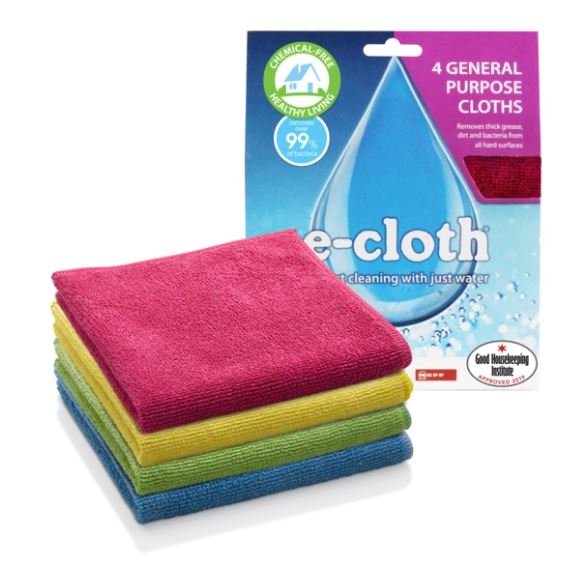 E Cloth General Purpose Cleaning Cloths 4-Pack – Reusable Microfiber Towels for Kitchen, Bathroom & Dusting – Eco-Friendly Home Cleaning Supplies