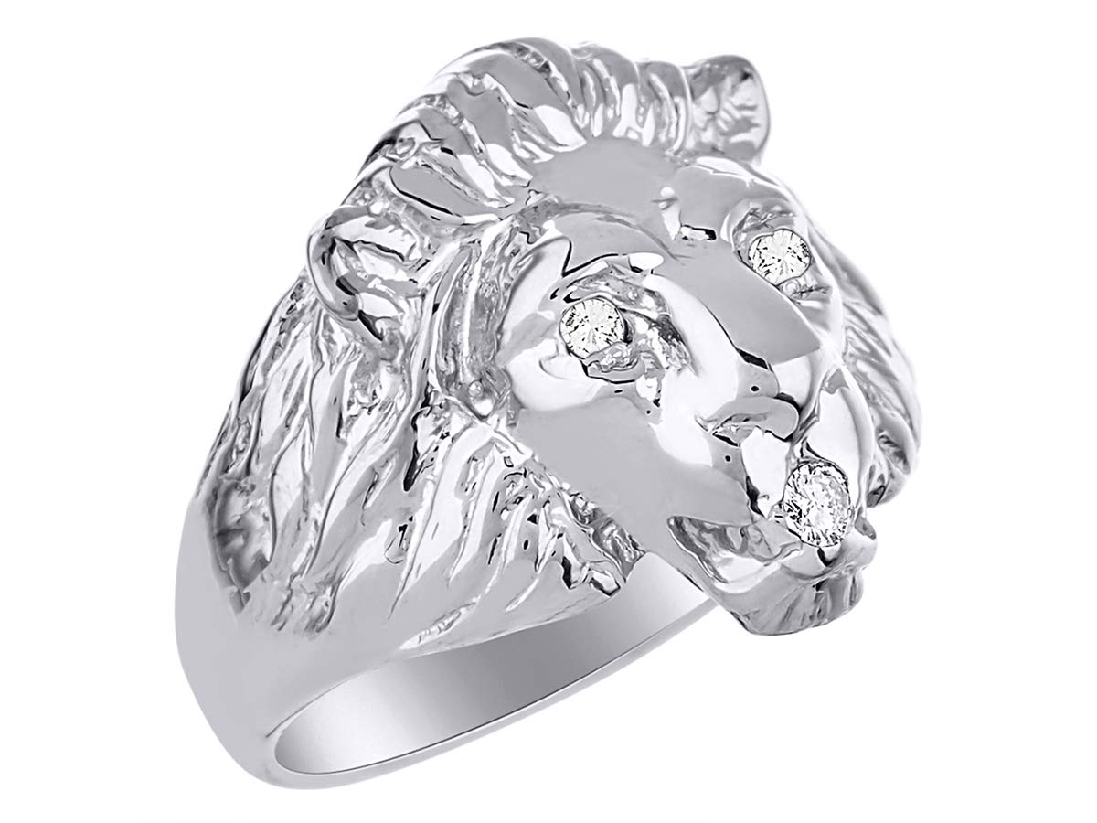 Rylos Lion Head Ring with Black Diamonds in Eyes & Gemstone Mouth - Sterling Silver Statement Ring for Men & Women (Sizes 6-13) | Perfect for Parties, Gifts & Bold Fashion Statements