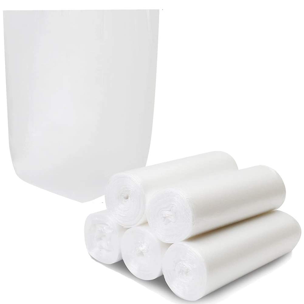 4 Gallon Small Trash Bags - 125 Count Clear White Garbage Bags for Bathroom, Kitchen, Office, Bedroom & Car | Waste Basket Bin Liners for Home, Travel, Camping & Daily Use