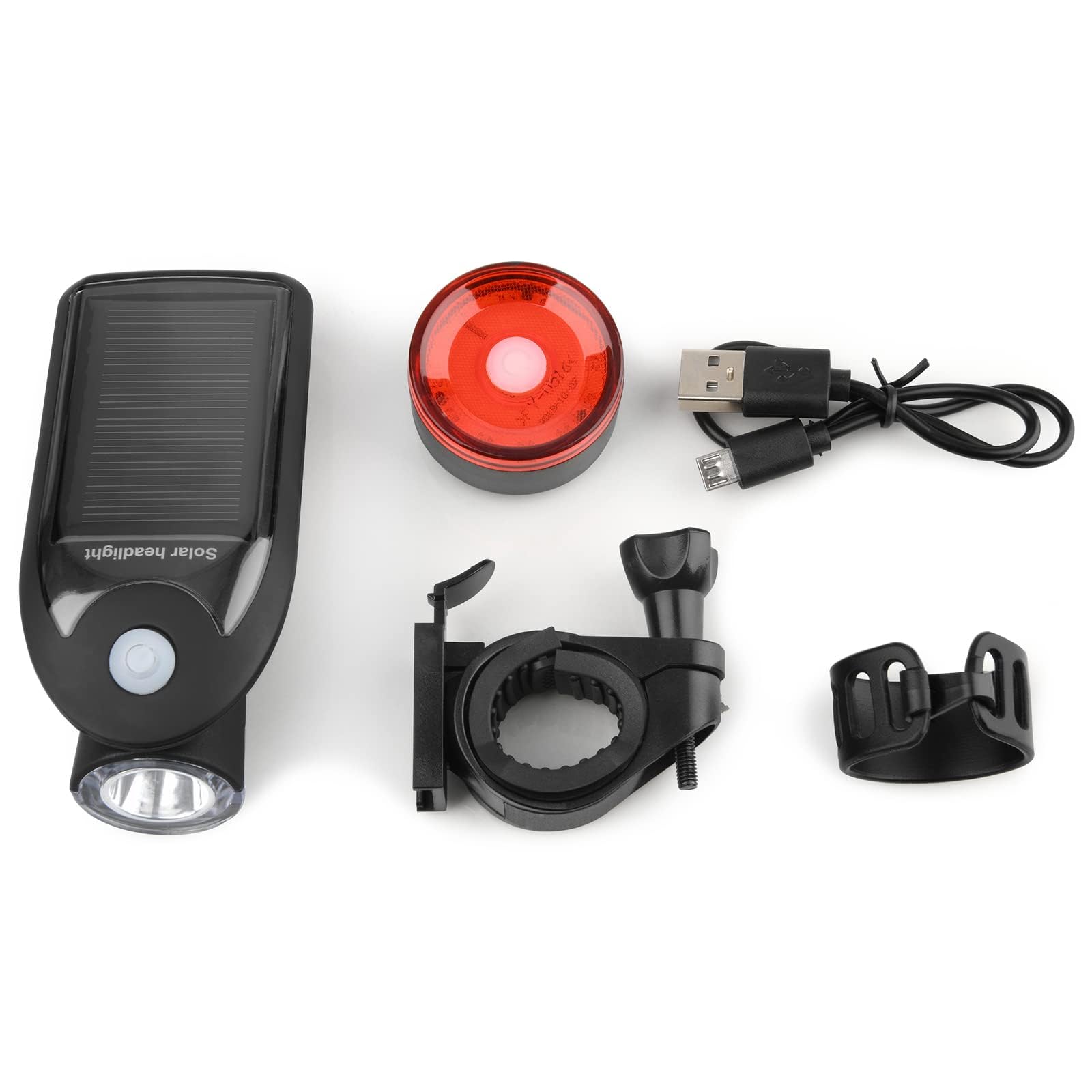 USB Rechargeable Bike Light Set - Powerful 1200LM Bicycle Headlight & Taillight with 4+3 Modes, Solar Charging, IPX5 Waterproof for Night Cycling Safety | Perfect for Road Bikes, Mountain Bikes & Commuting in Low Light Conditions