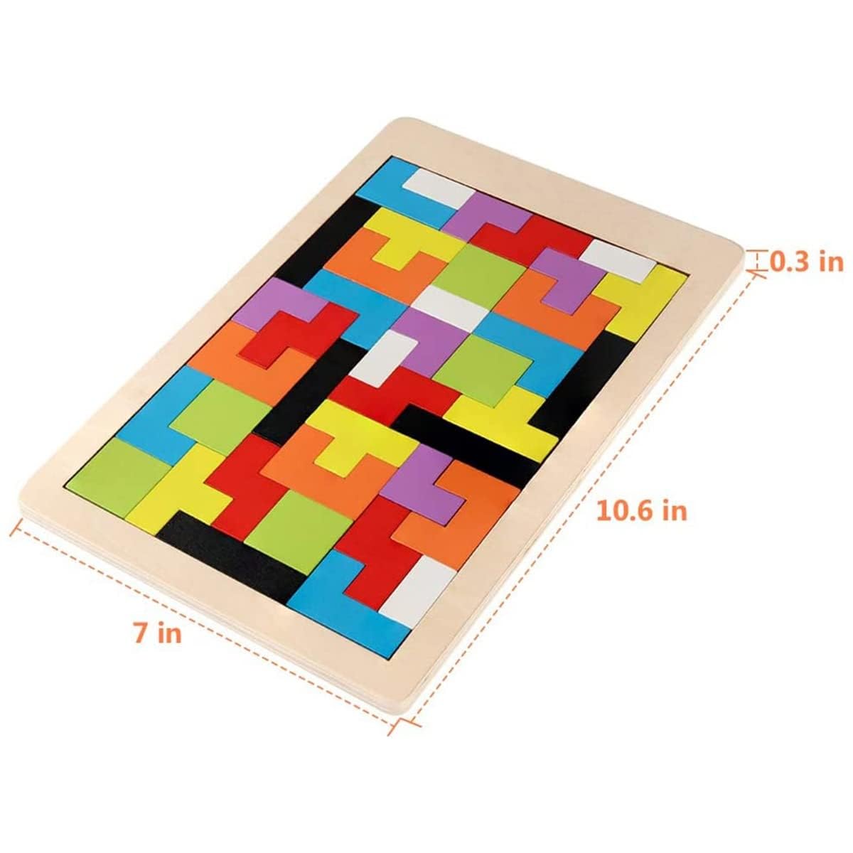 AASTIK Wooden 3D Russian Blocks Puzzle Game - 40Pcs STEM Educational Toy for Kids | Brain Teaser, Montessori Learning, IQ Logic & Geometry Skills Development | Perfect Gift for Toddlers & Preschoolers (Great for Classroom, Birthday & Family Game Night)