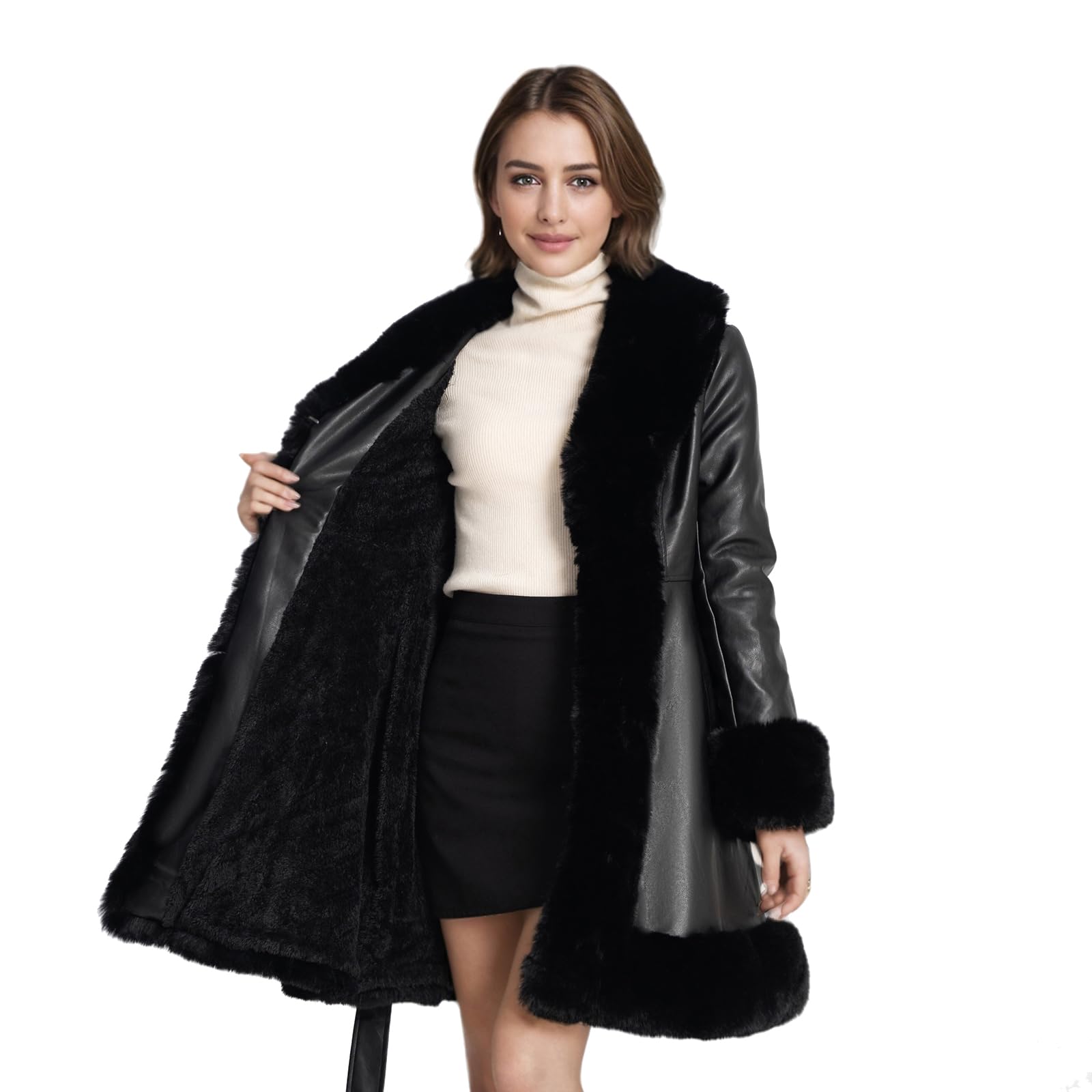 Women's Winter Faux Fur Coats & Jackets - Warm Faux Fur Leather Outerwear for Cold Weather | Holiday Party Outfits, Date Night Dresses & Winter Fashion | Cozy Winter Outfits for Snow Days, Evening Events & Outdoor Activities