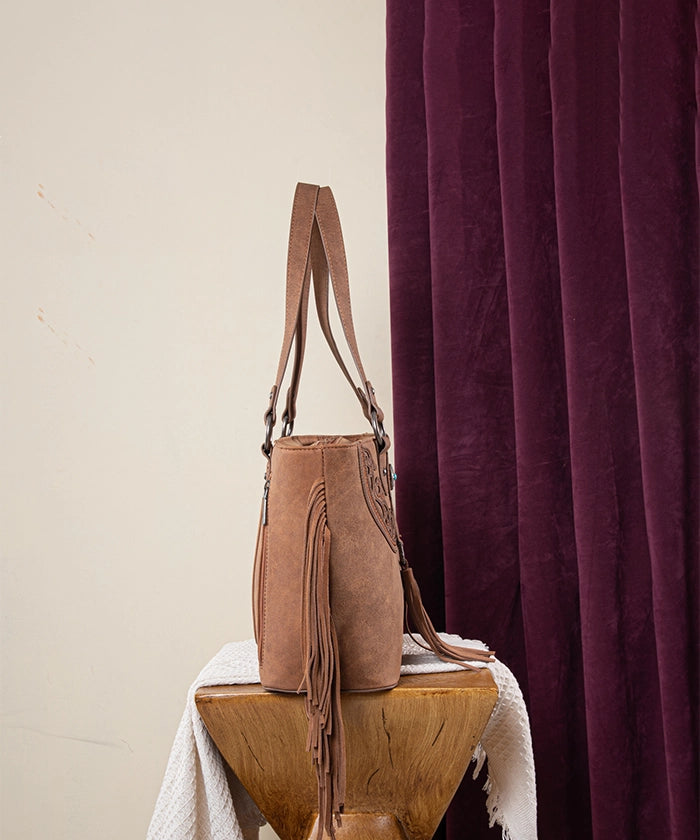 Montana West Cut Out Fringe Concealed Carry Tote Bag Set - Stylish & Functional Purse for Women, Perfect for Everyday Use, Travel, and Concealed Carry