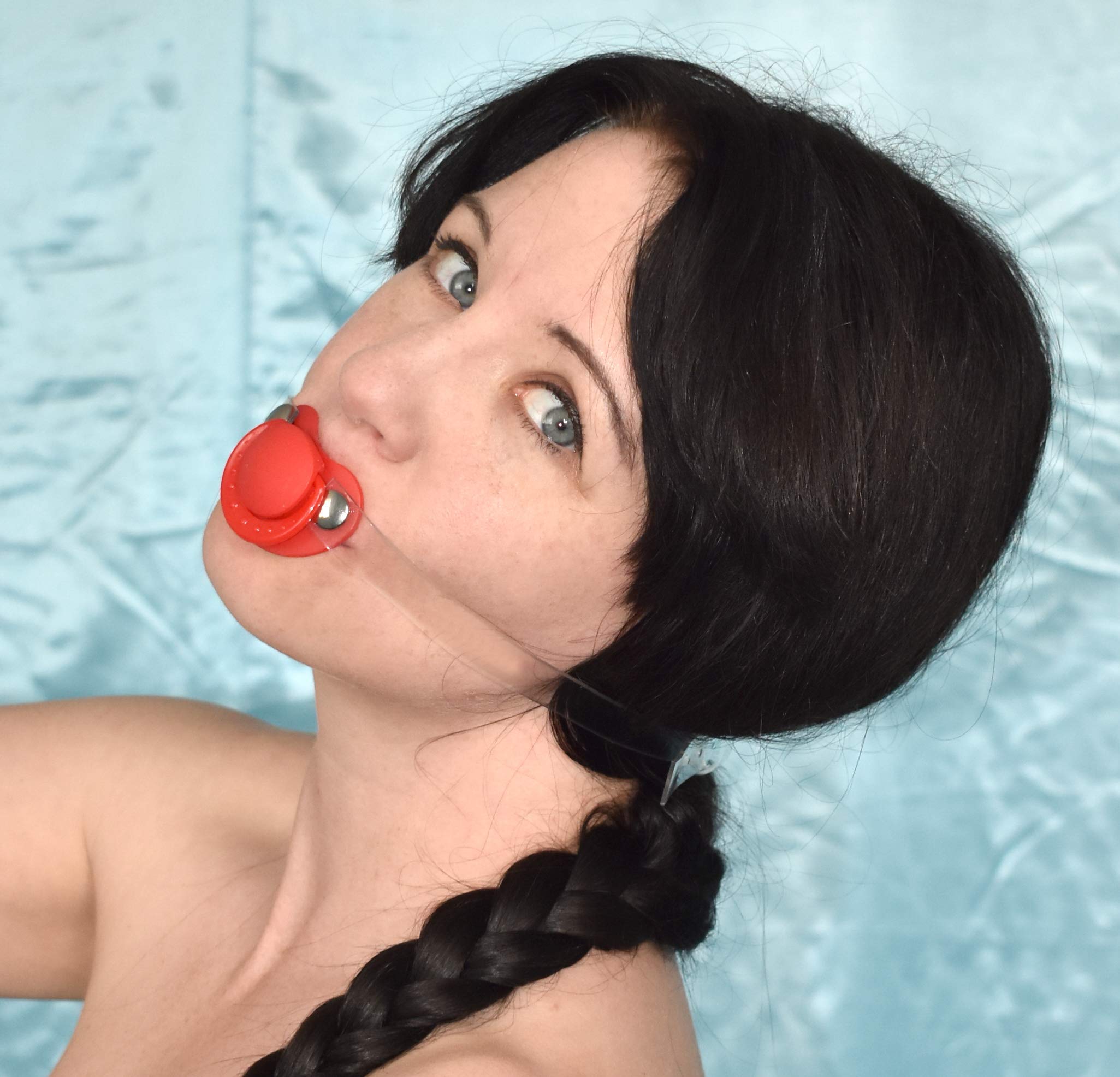Honeylust - Silicone BDSM Pacifier Gag - Bondage Nipple Mouth Gag - Adult Fetish Sex Toy with Transparent Strap - Ball Gag Mouth Spreader for BDSM Play, Roleplay & Sensory Exploration