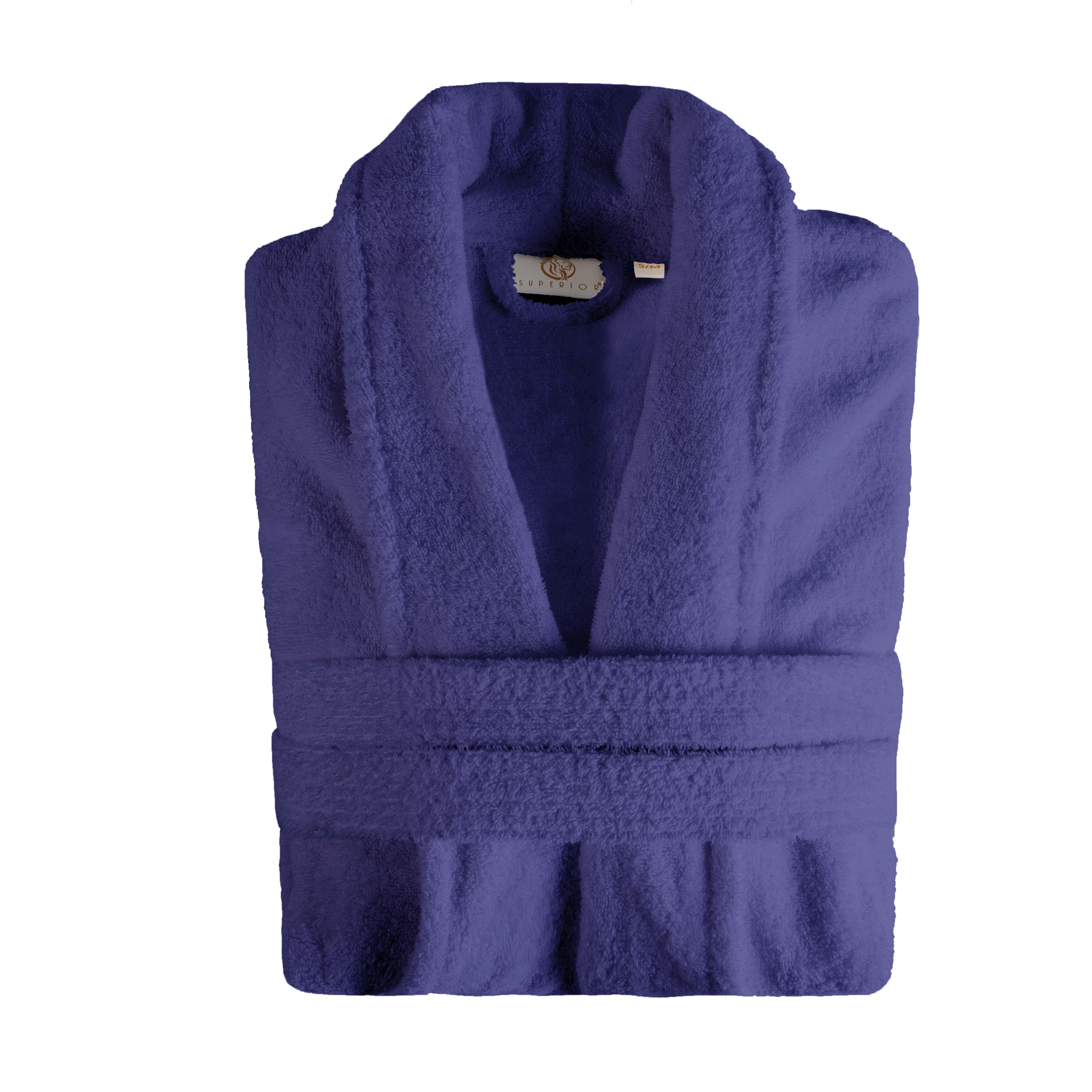 Premium Turkish Cotton Bathrobe for Women & Men - Unisex Shawl Collar Long Robe - Soft Spa, Lounge & Hotel Style Bathrobe for Relaxation at Home