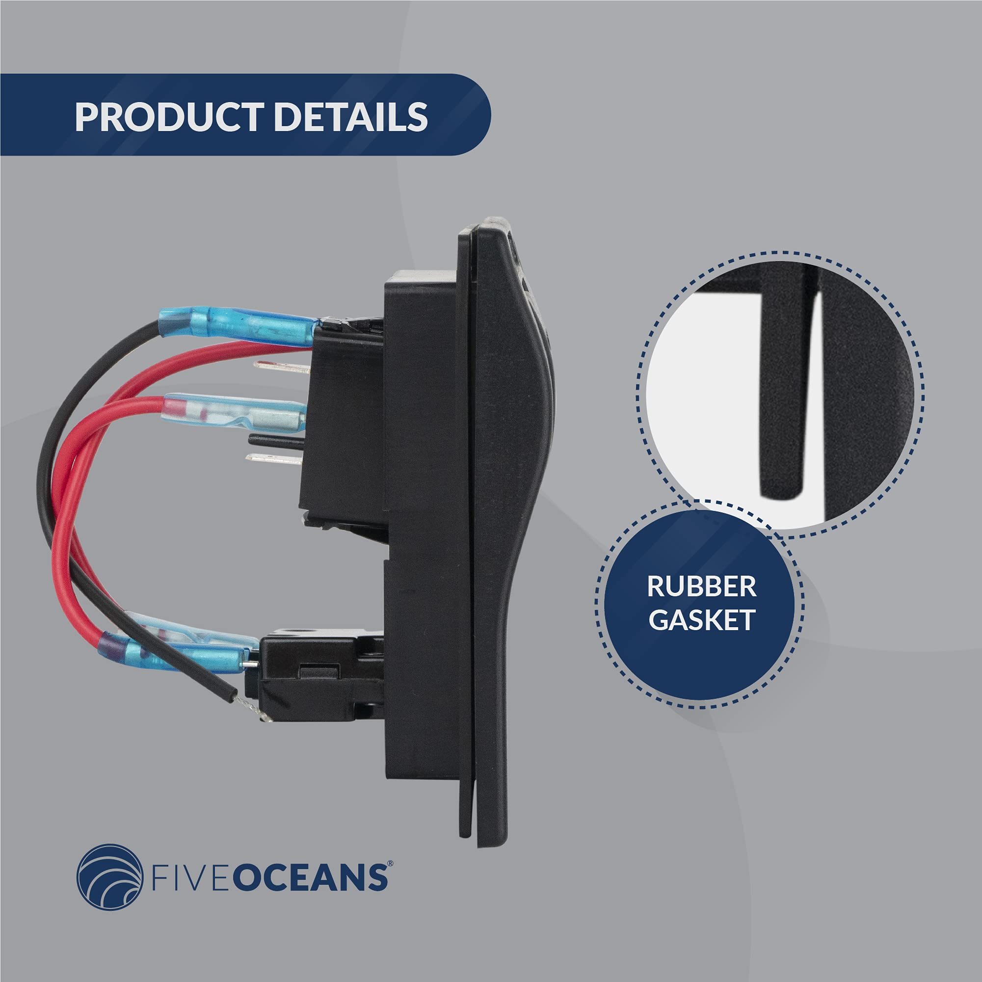 Five Oceans 3-Way Rocker Bilge Pump Switch 12V with LED Light Indicator & Circuit Breaker - FO3851 | Manual/Automatic Bilge Pump Control Panel Switch for Boats, Yachts & Marine Applications