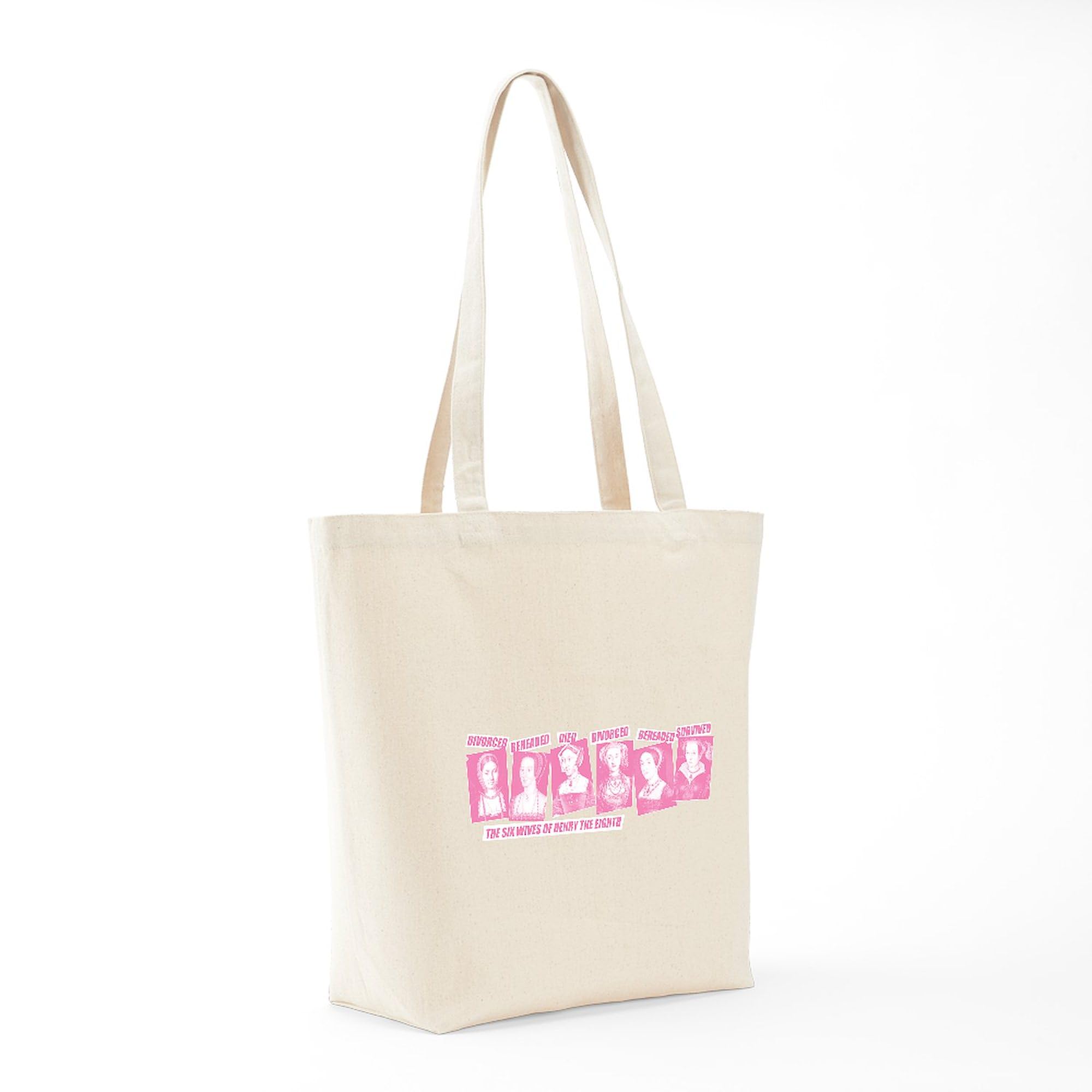 Divorced Beheaded Died Pink Tote Bag - Natural Canvas Reusable Shopping Bag for Women | Funny Historical Quote Tote | Perfect for Groceries, Beach, Work & School